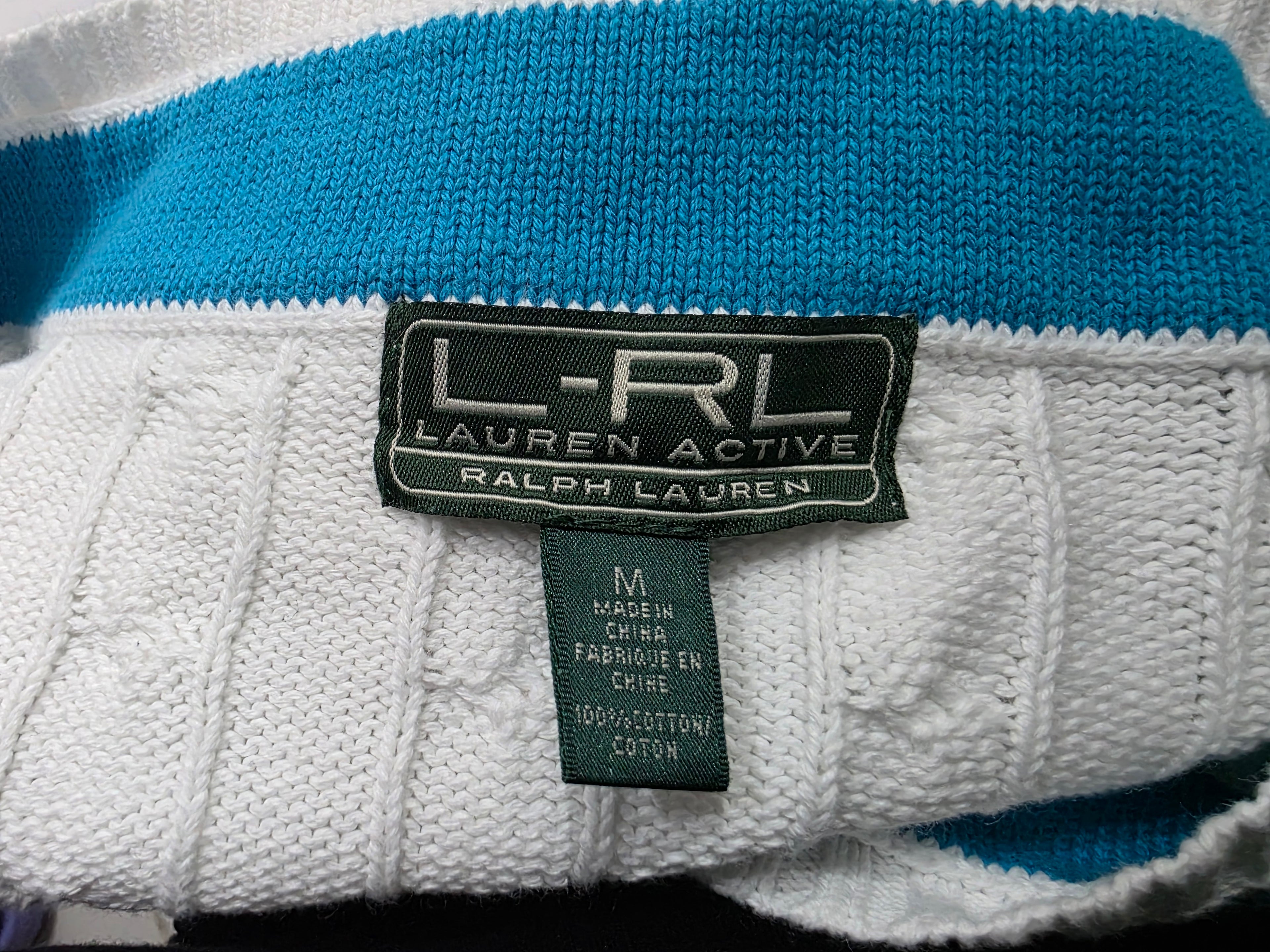 Sueter Ralph Lauren Active De Mujer Mediana Blanca Con Azul