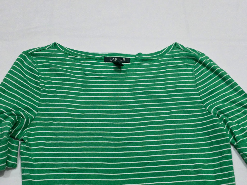 Playera Ralph Lauren Mujer Talla Grande Color Verde Rayado