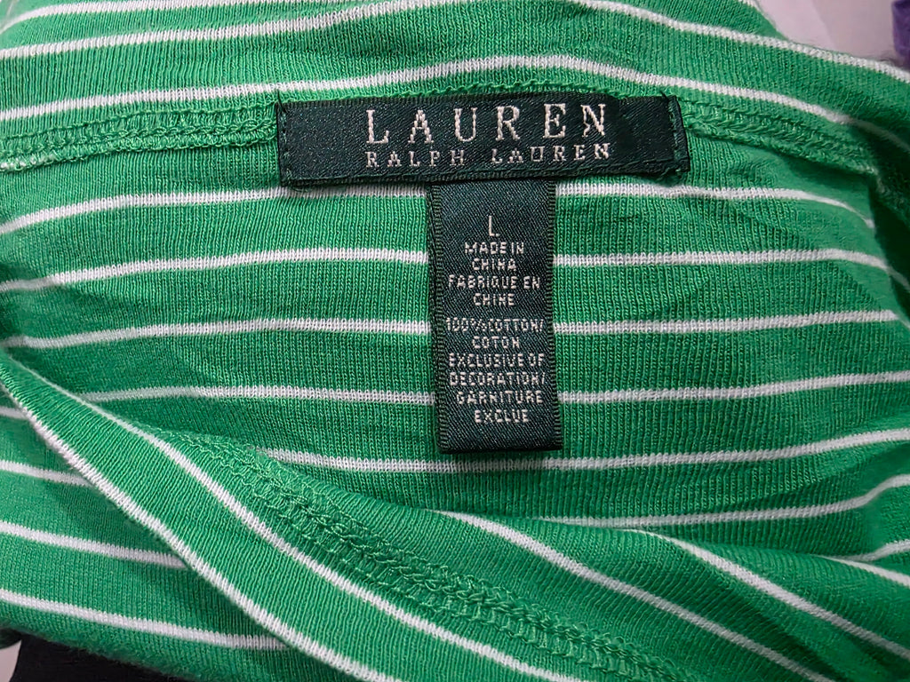 Playera Ralph Lauren Mujer Talla Grande Color Verde Rayado