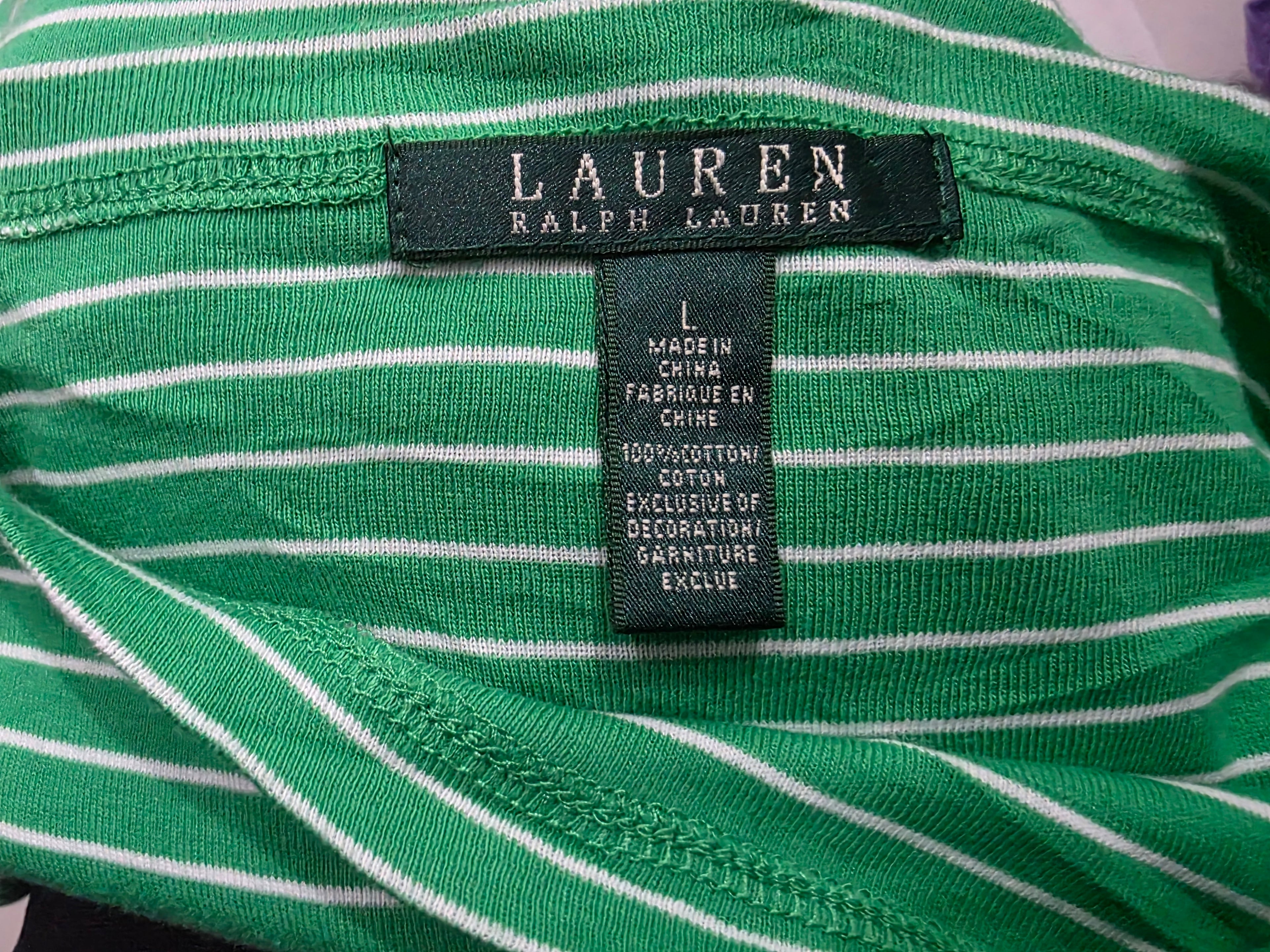 Playera Ralph Lauren Mujer Talla Grande Color Verde Rayado