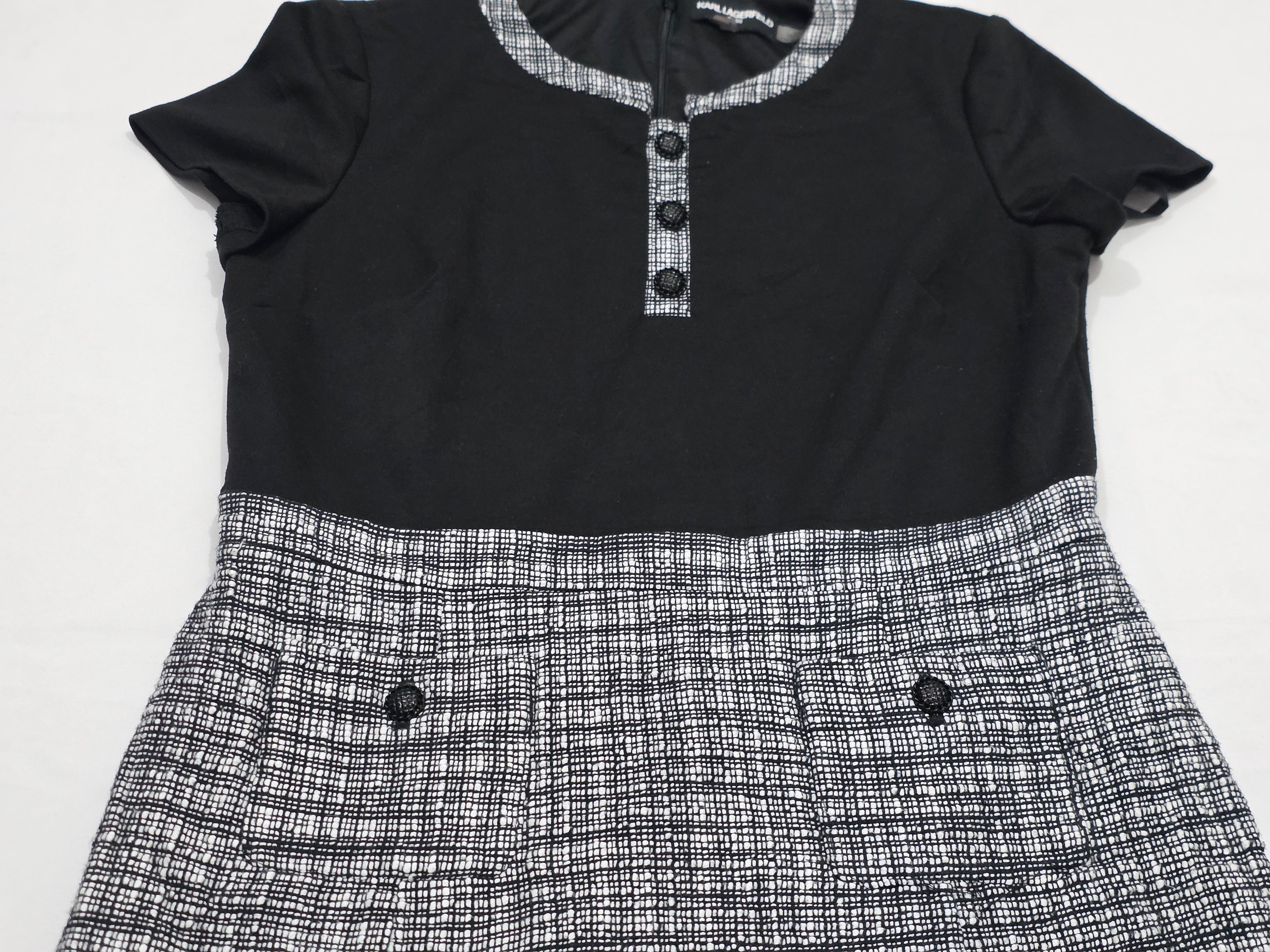 Vestido Karl Lagerfeld Mujer Talla 12 Color Negro Con Gris