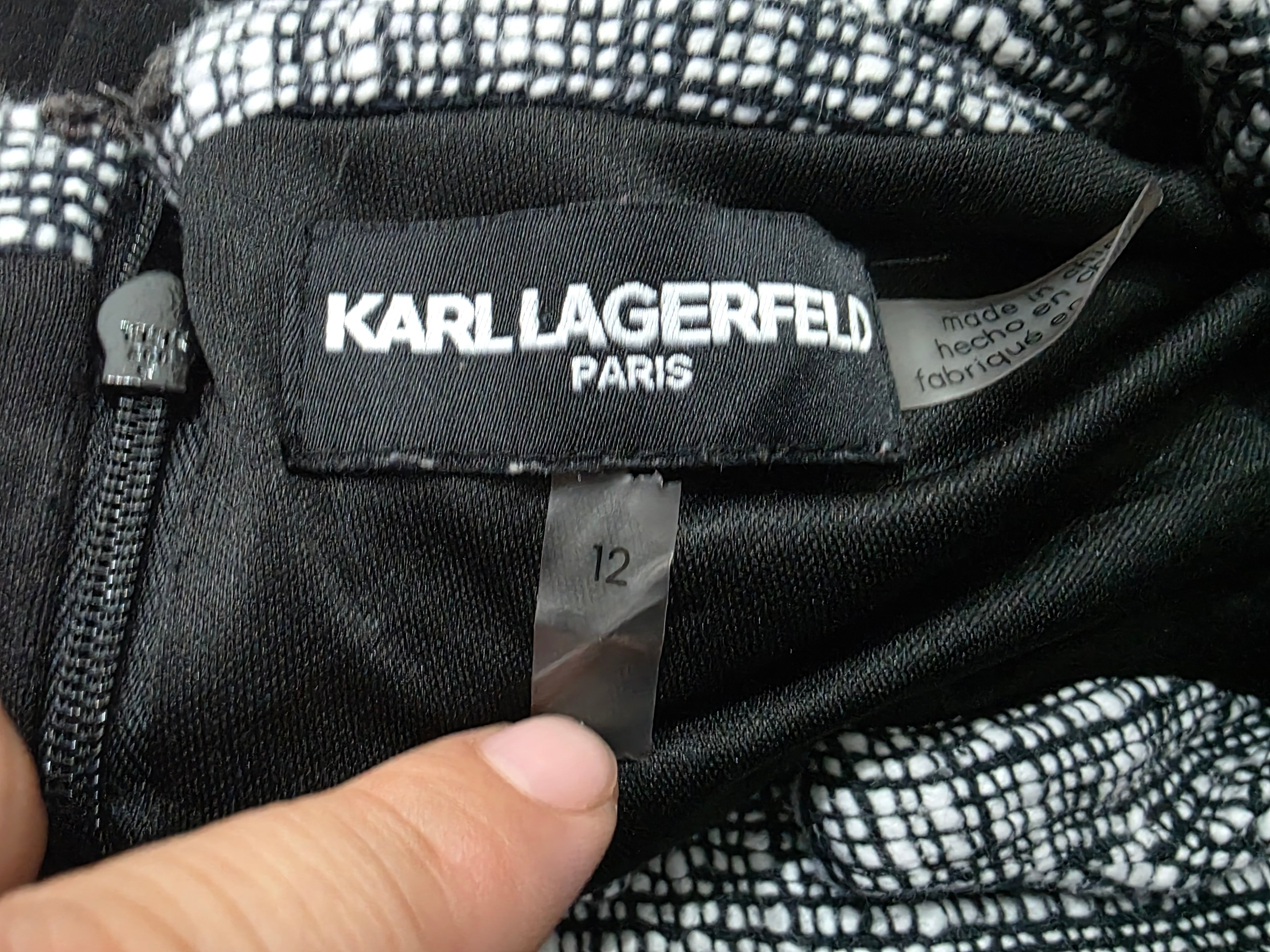 Vestido Karl Lagerfeld Mujer Talla 12 Color Negro Con Gris