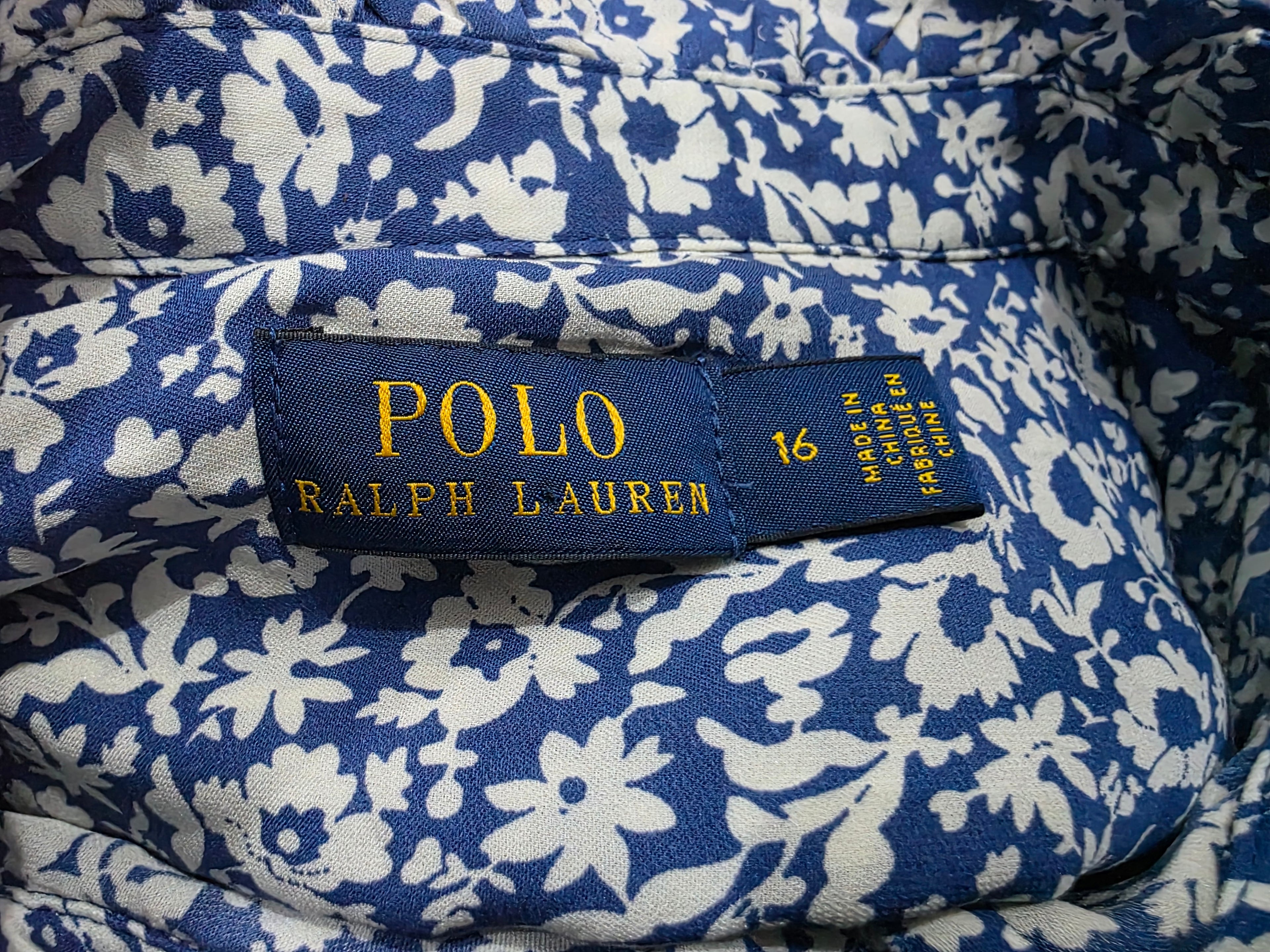 Camisa Polo Ralph Lauren De Mujer Talla 16 Azul Floreada