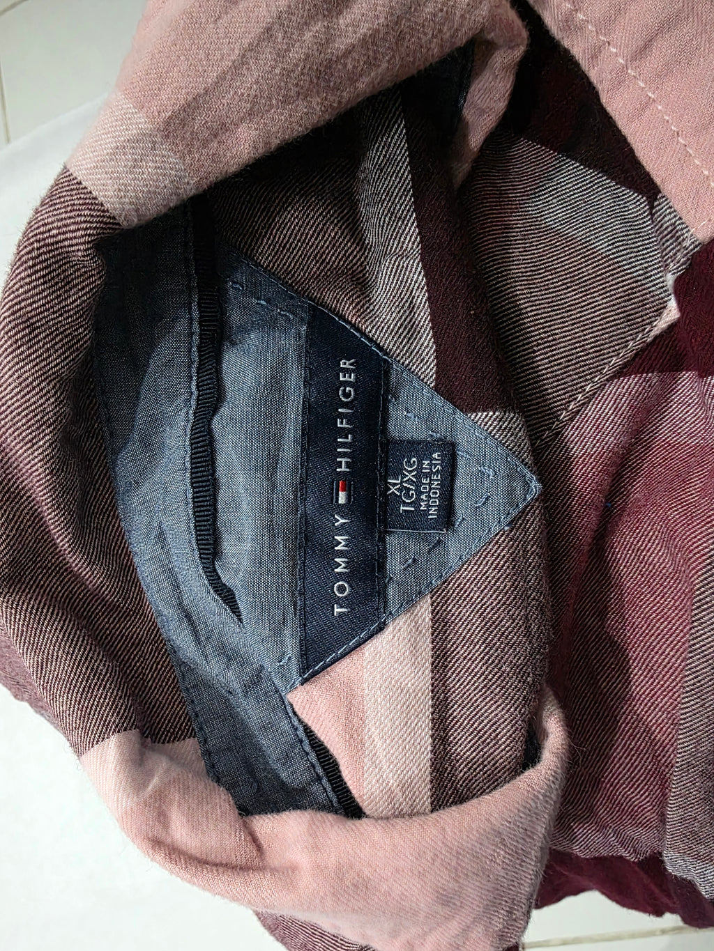 Camisa Tommy Hilfiger Mujer Extra Grande Rosa/vino A Cuadros