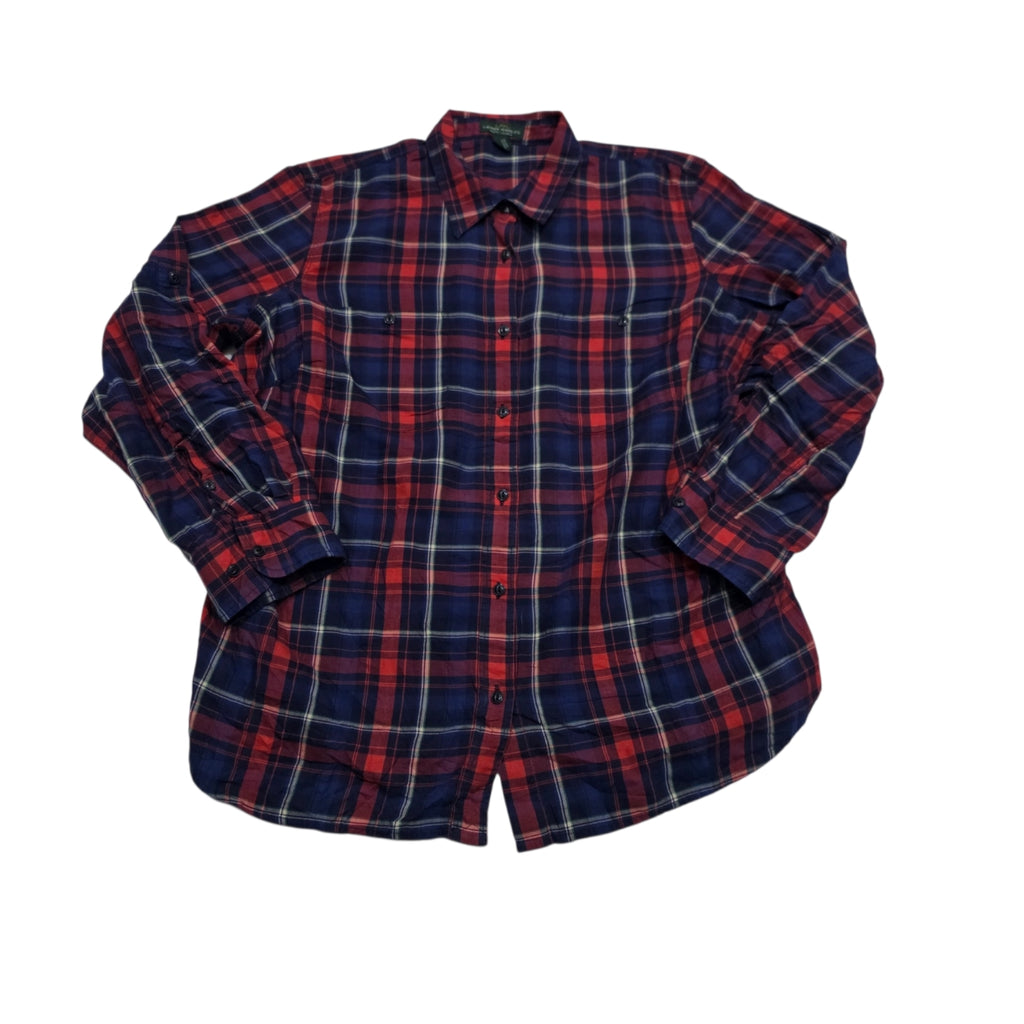 Camisa Ralph Lauren De Mujer Talla 1x Azul/rojo A Cuadros