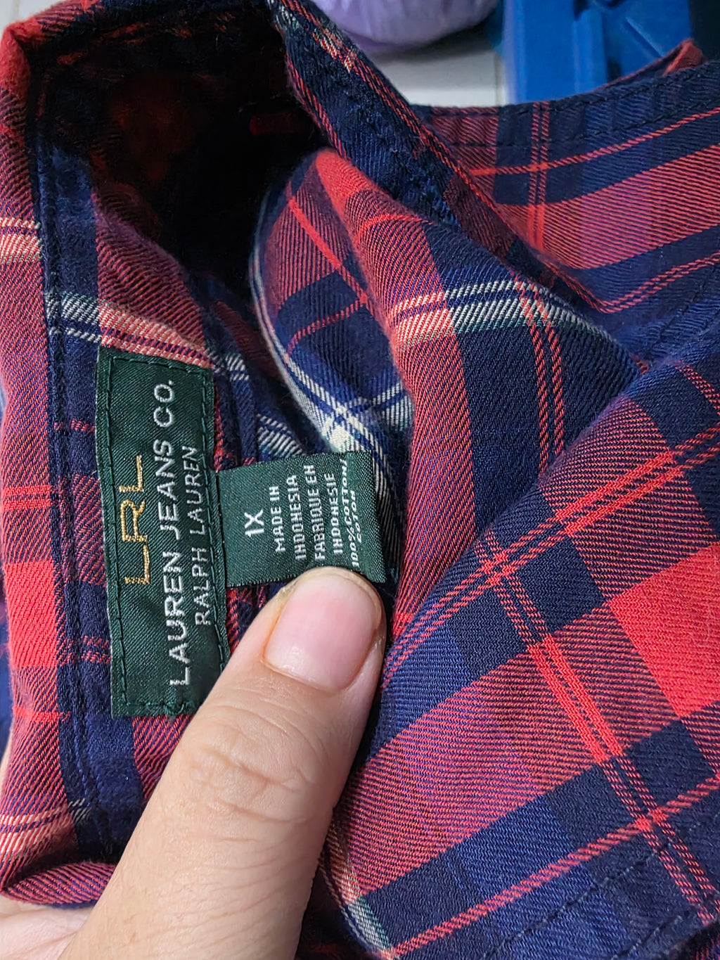 Camisa Ralph Lauren De Mujer Talla 1x Azul/rojo A Cuadros