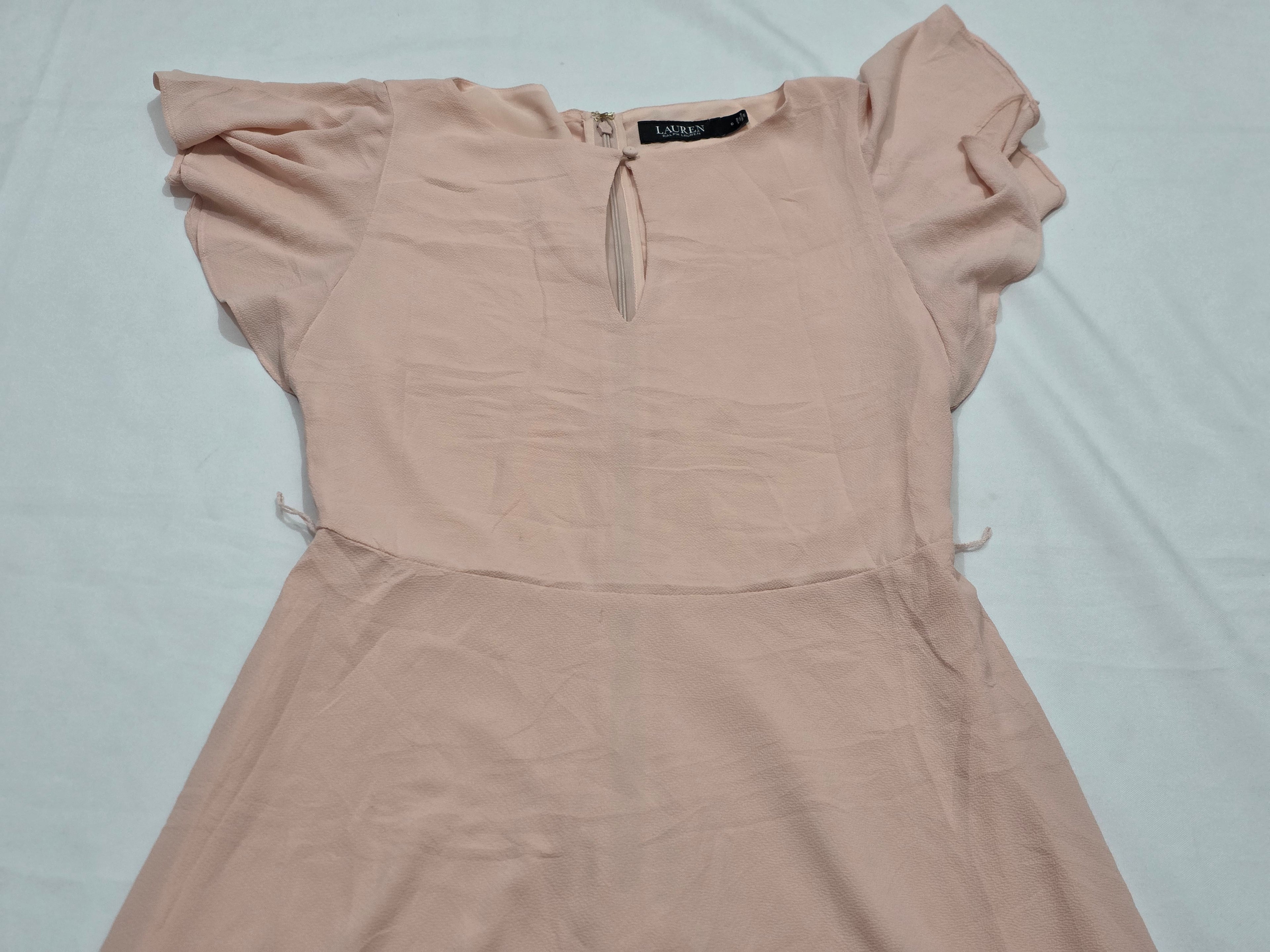 Vestido Ralph Lauren Mujer Talla 0 Rosa Claro Manga Corta
