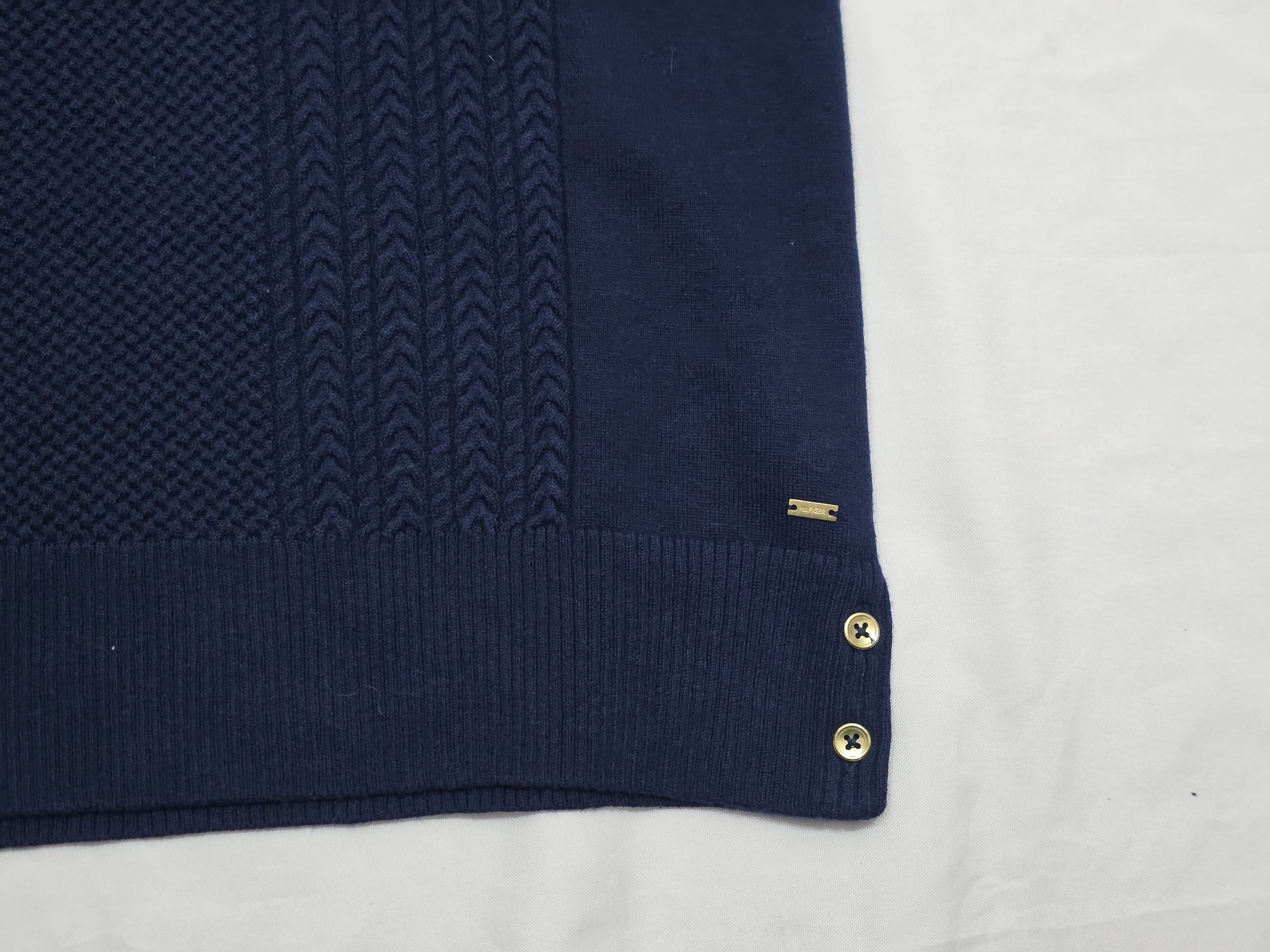 Vestido Algodón Tommy Hilfiger Azul Manga Larga Mediana