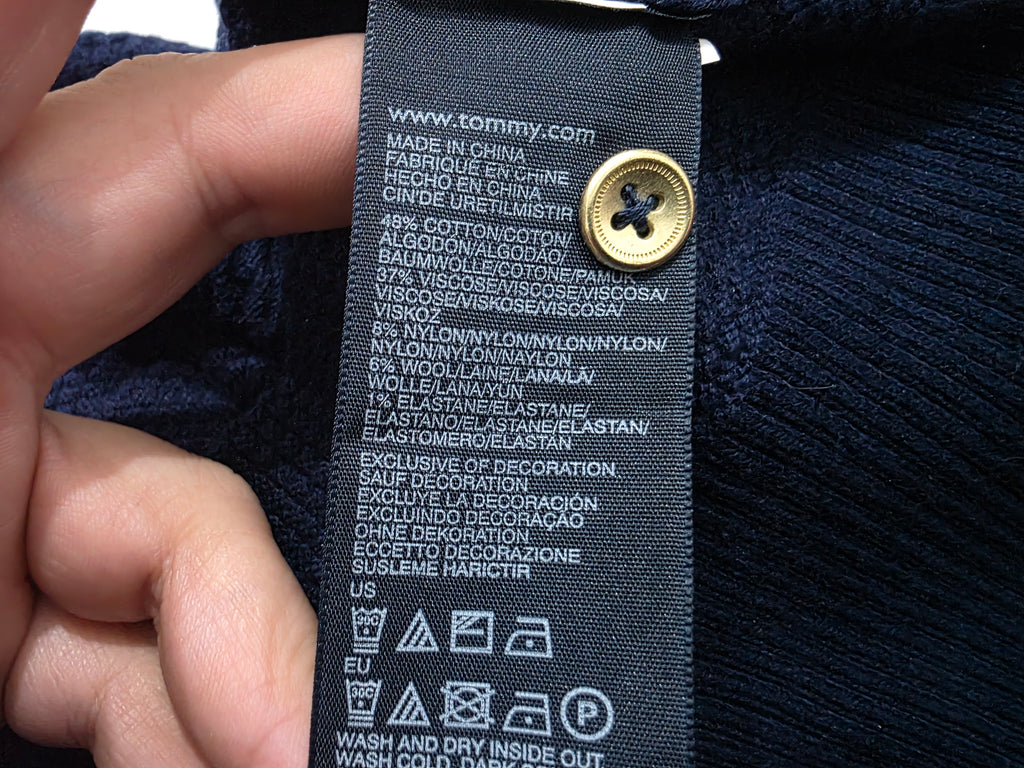 Vestido Algodón Tommy Hilfiger Azul Manga Larga Mediana