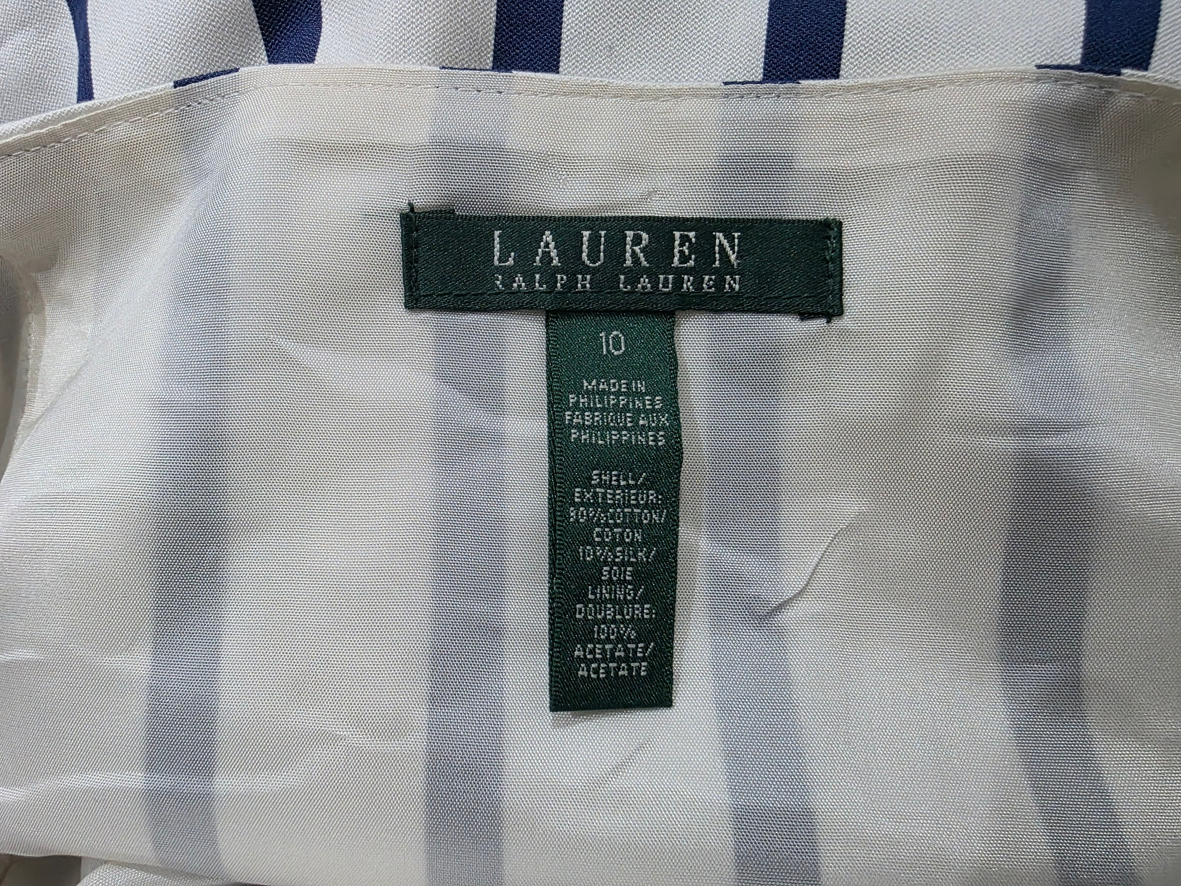 Falda Ralph Lauren De Mujer Talla 10 Blanca/azul Rayada