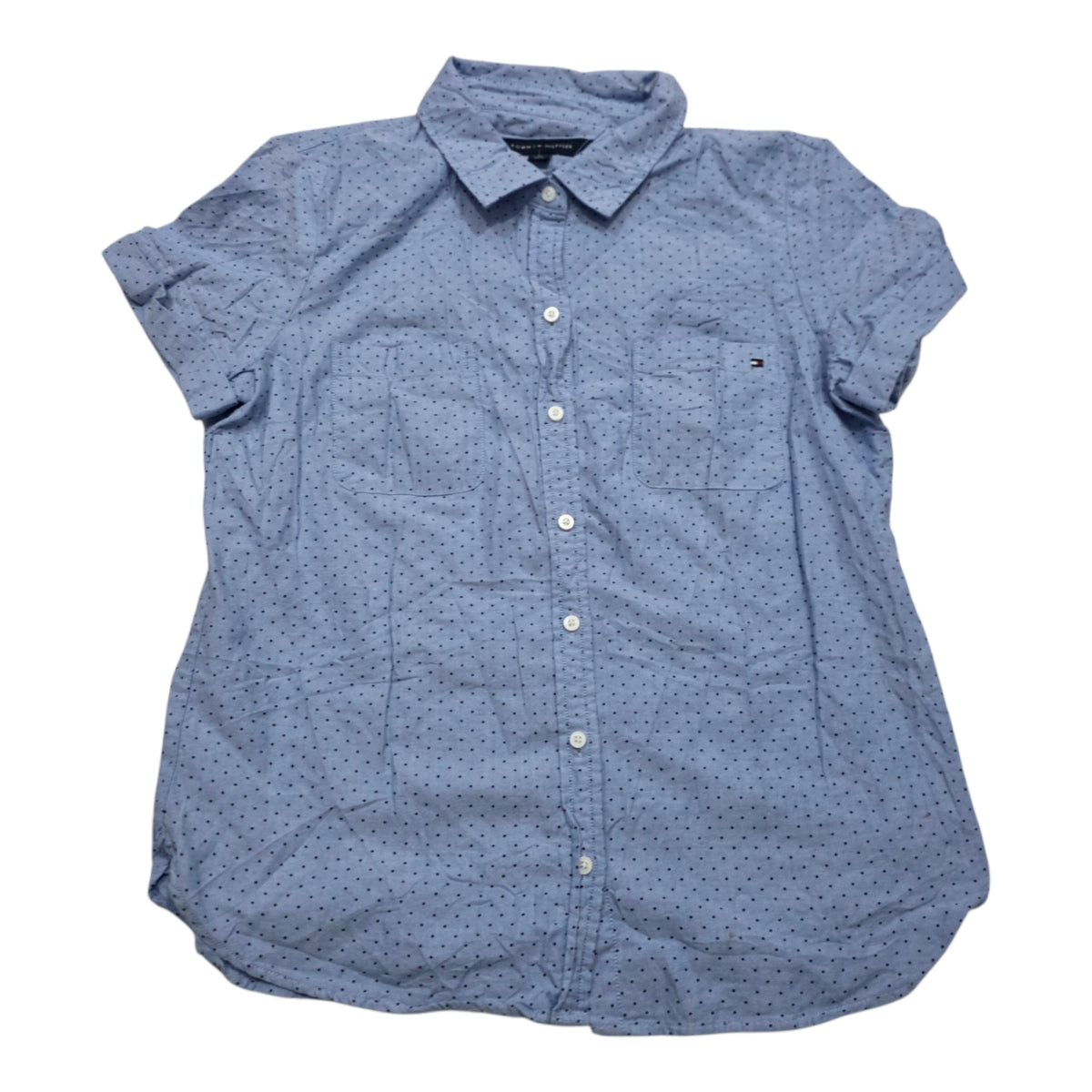 Camisa Tommy Hilfiger Mujer Talla Mediana Azul Con Lunares