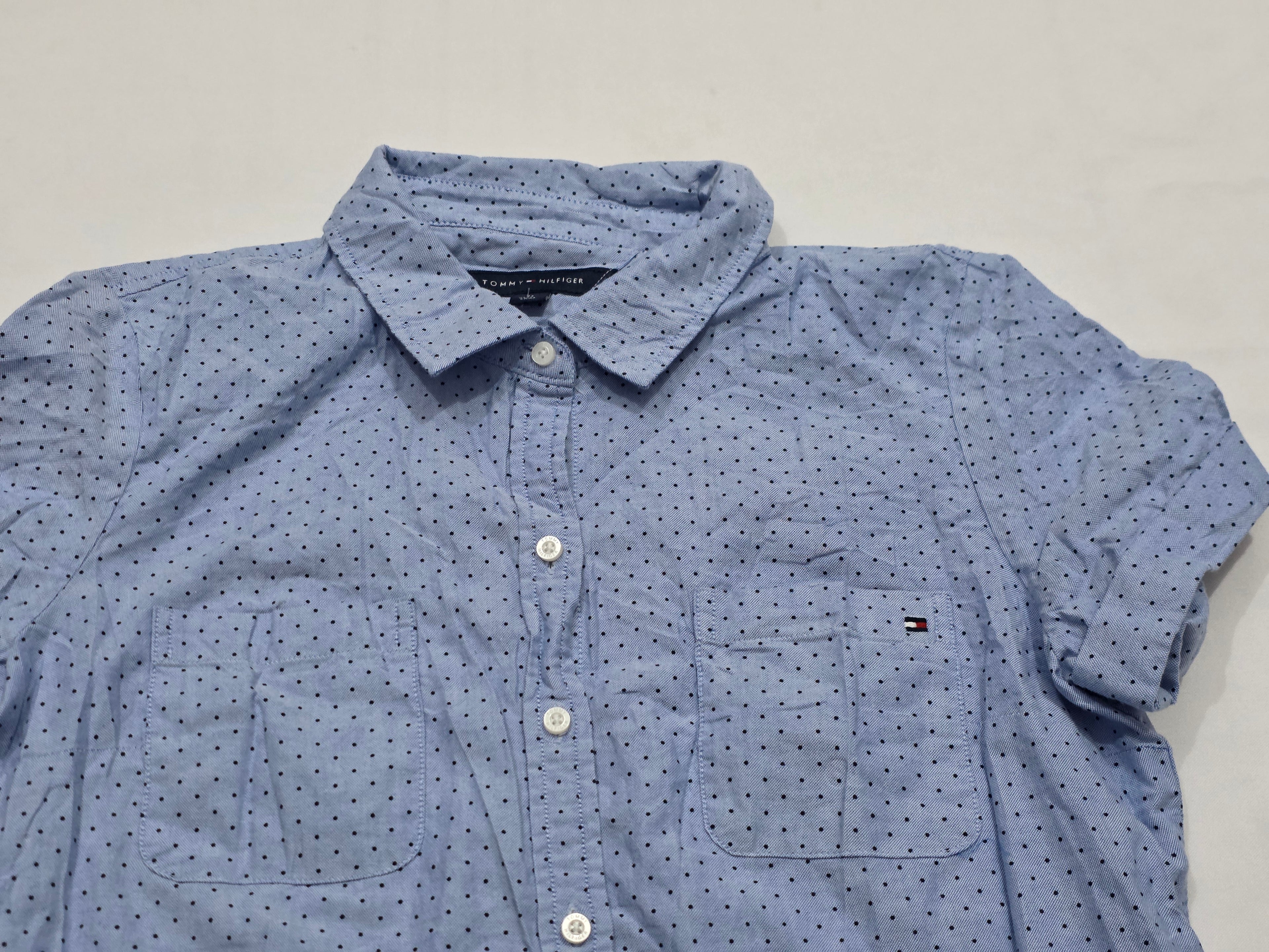Camisa Tommy Hilfiger Mujer Talla Mediana Azul Con Lunares