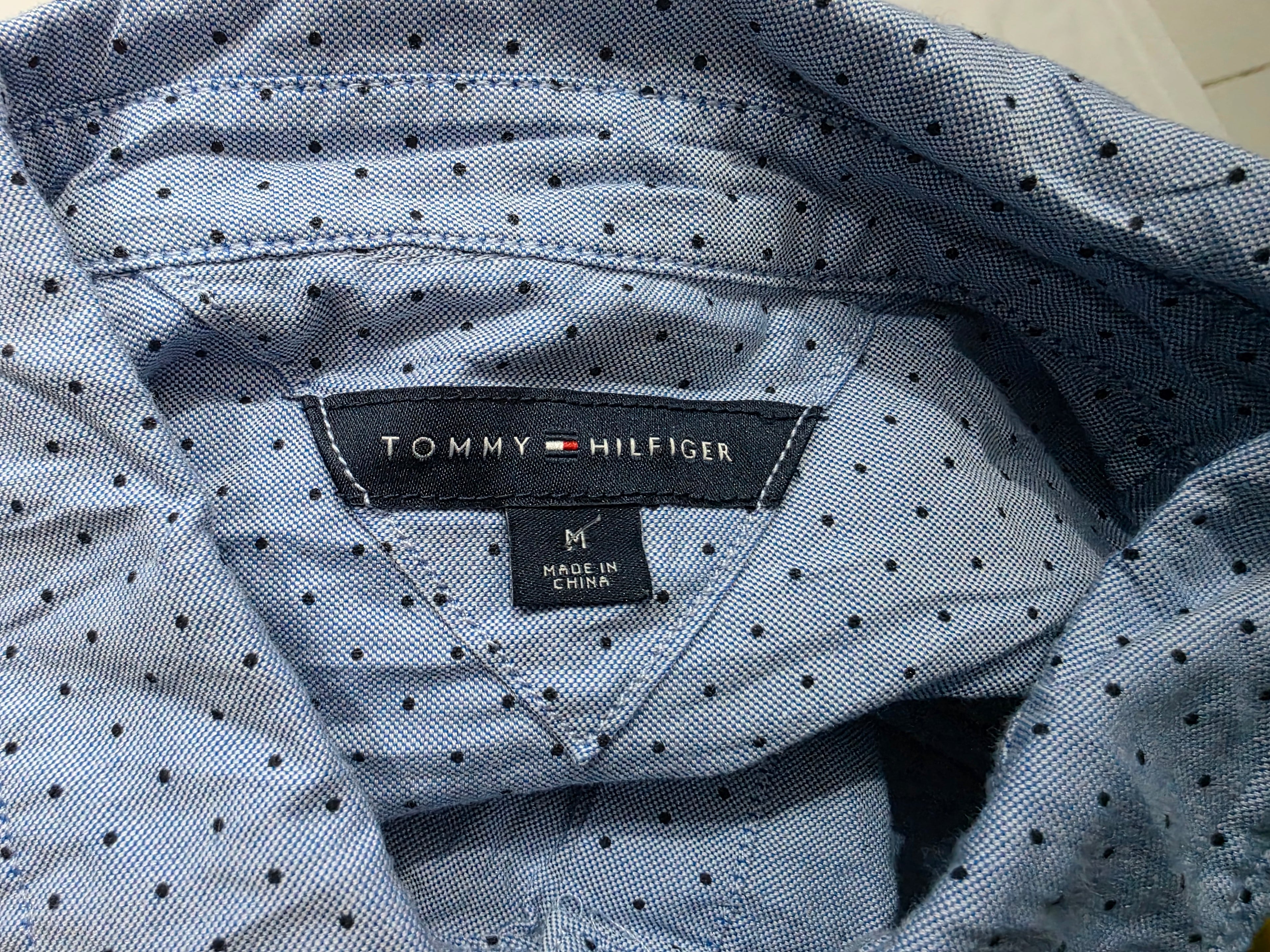 Camisa Tommy Hilfiger Mujer Talla Mediana Azul Con Lunares