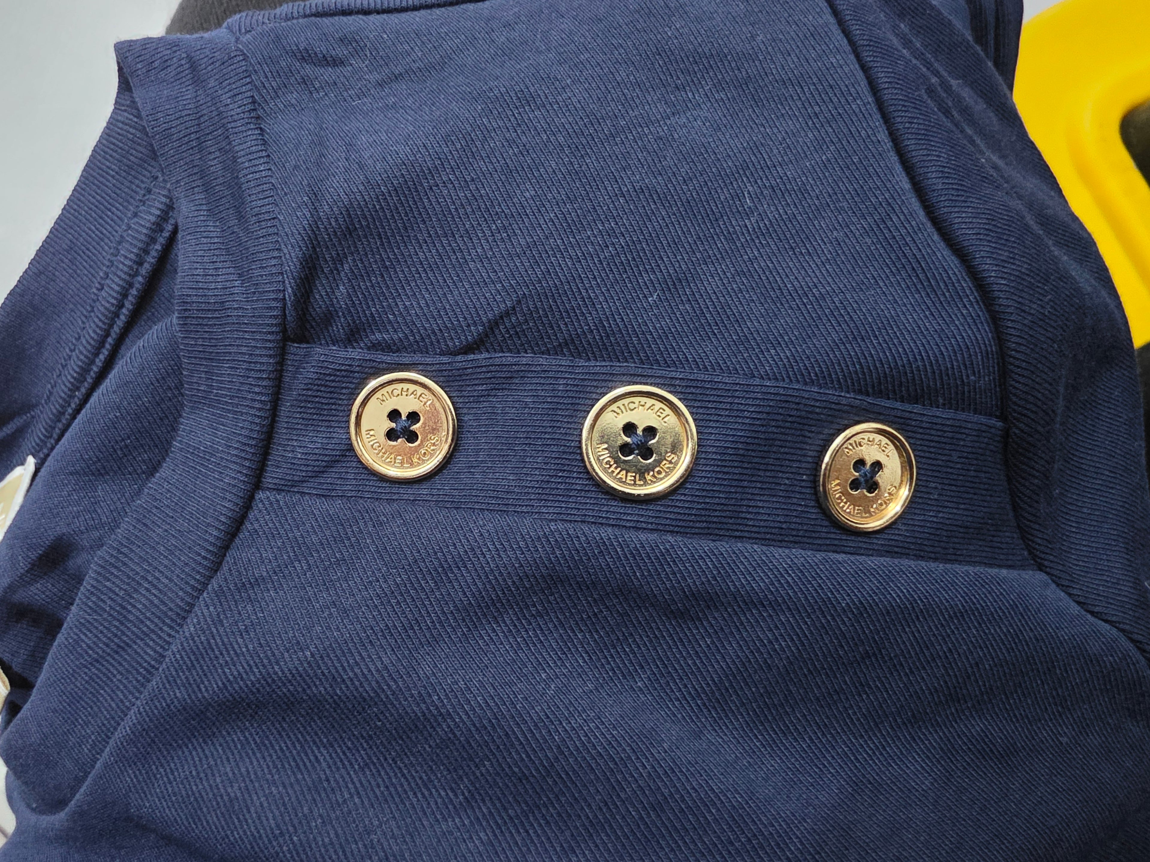 Playera Michael Kors Manga Corta Con Botones Mediana Azul