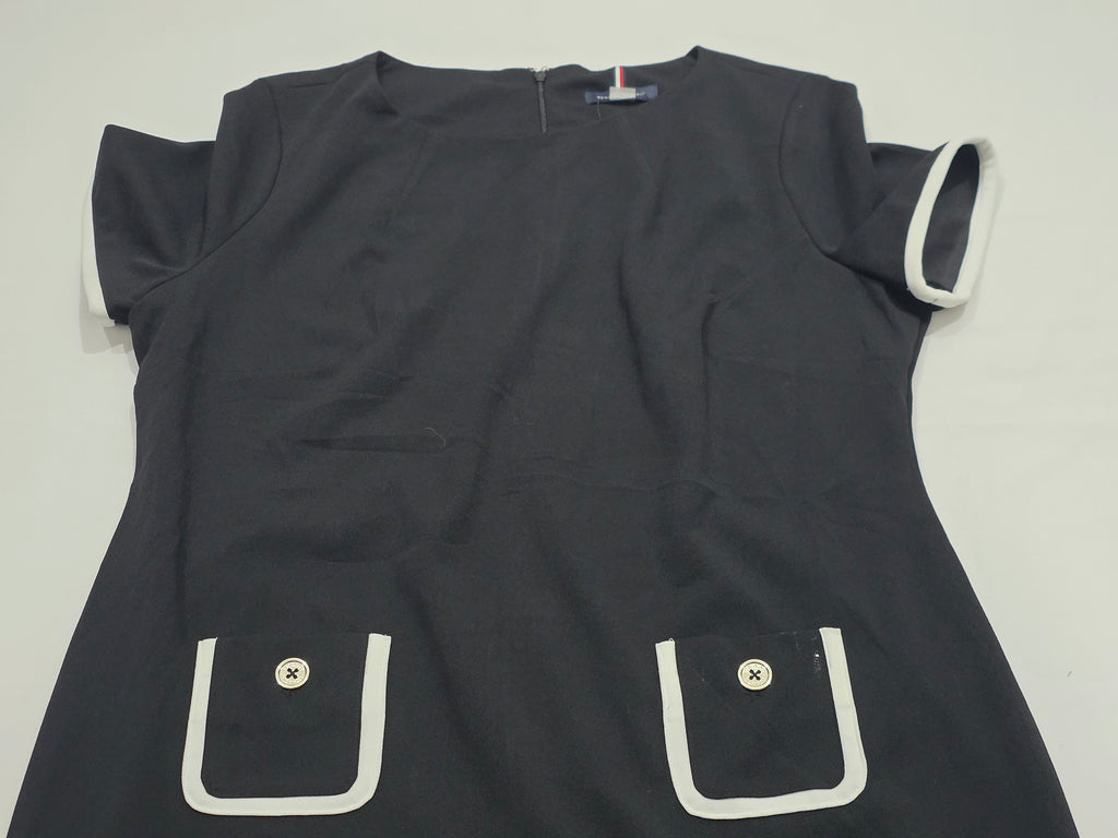 Vestido Tommy Hilfiger Mujer 14 Negro Blanco Manga Corta