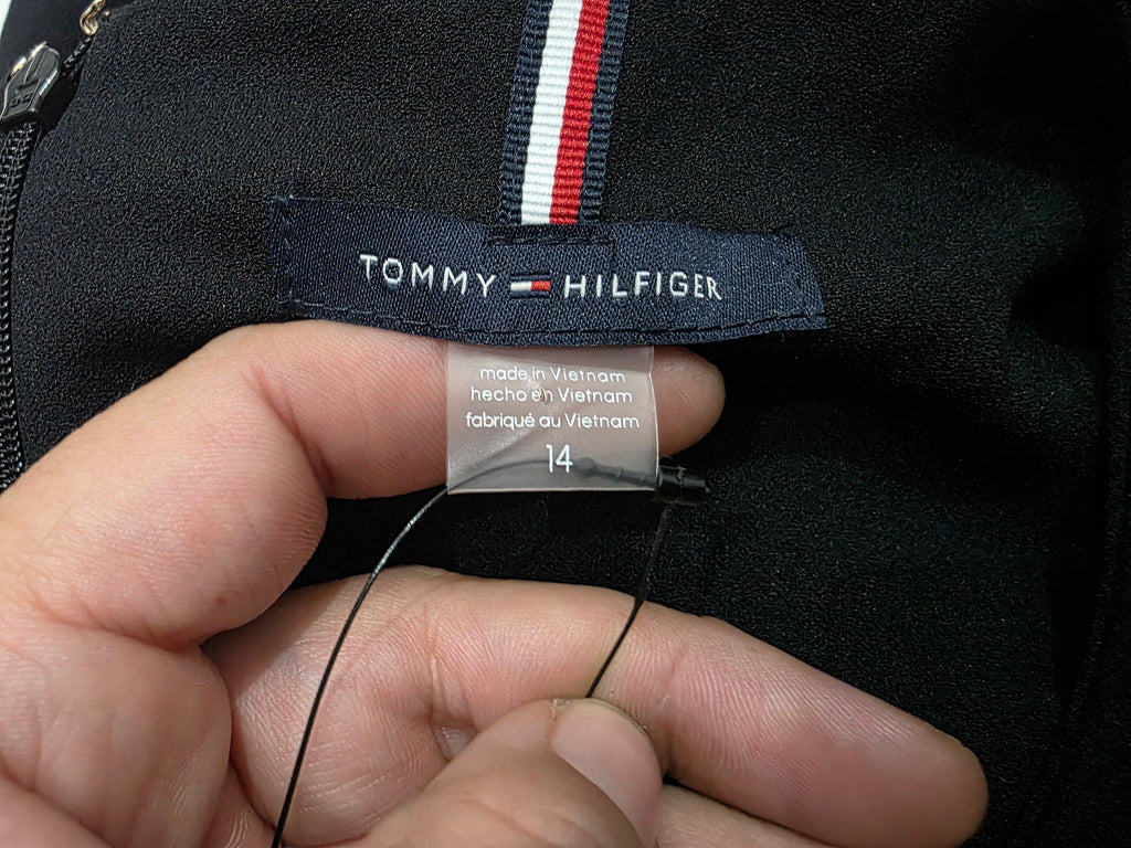 Vestido Tommy Hilfiger Mujer 14 Negro Blanco Manga Corta