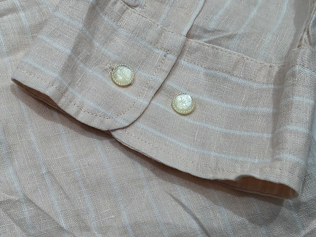 Camisa Ralph Lauren De Lino Rosa Claro Con Lineas