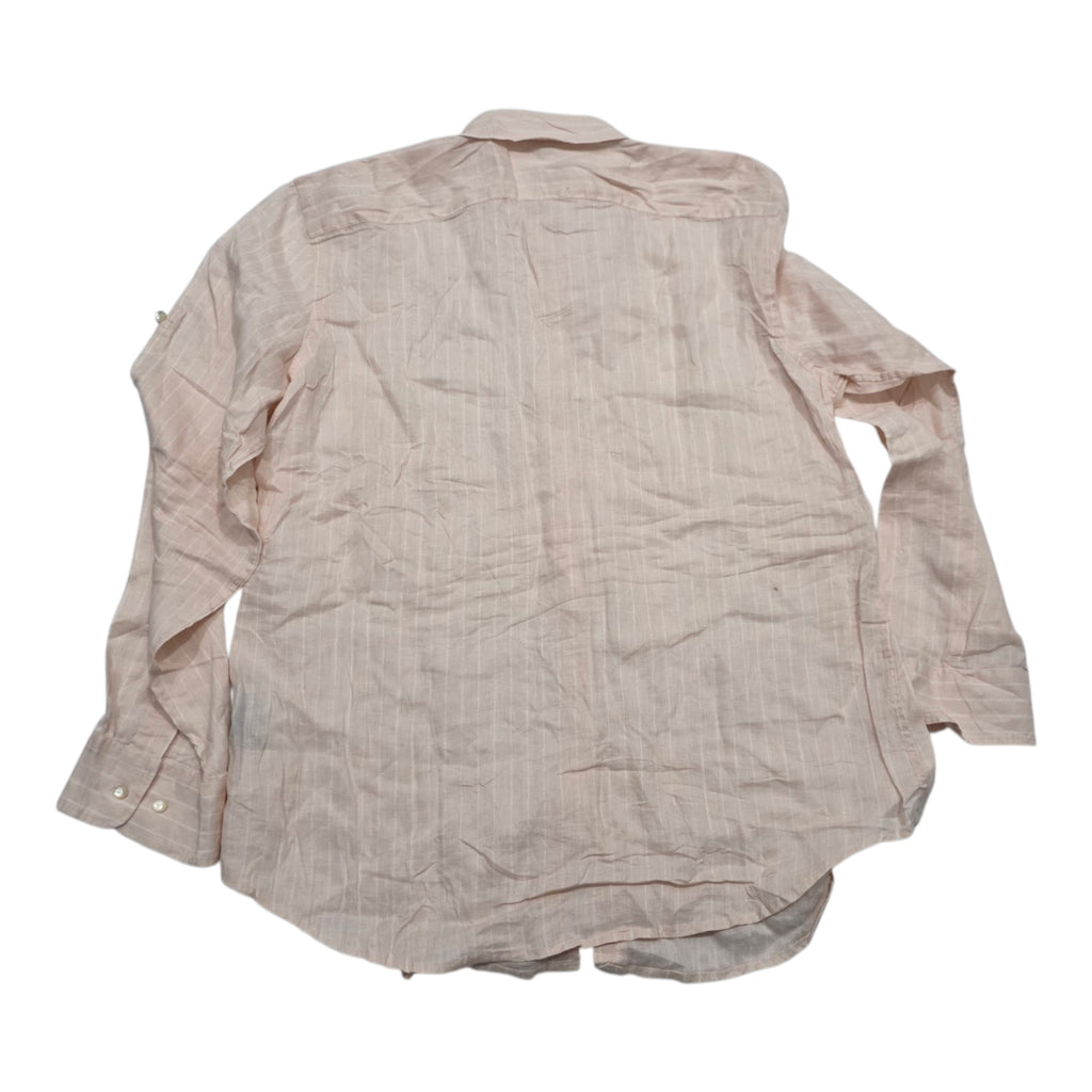 Camisa Ralph Lauren De Lino Rosa Claro Con Lineas