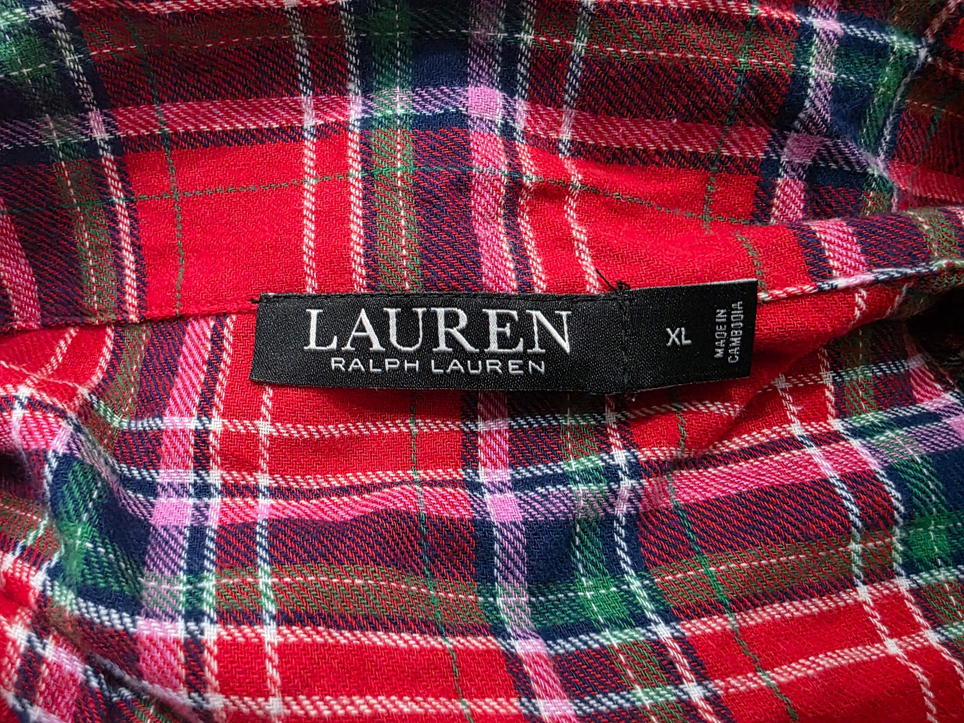 Camisa De Pijama Ralph Lauren Mujer Extra Grande Rojo/azul