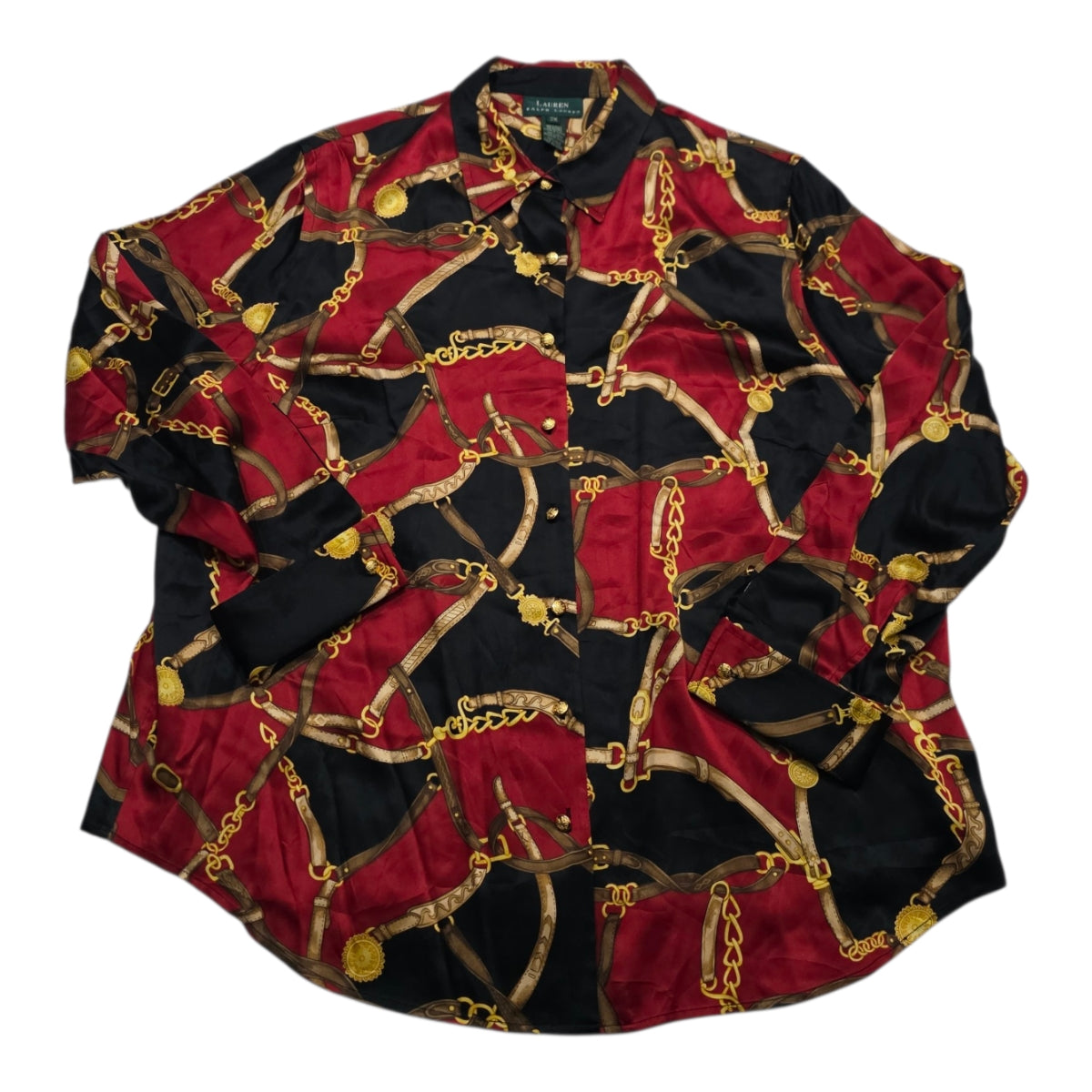 Camisa Ralph Lauren De Seda Talla 2x Rojo/negro De Mujer