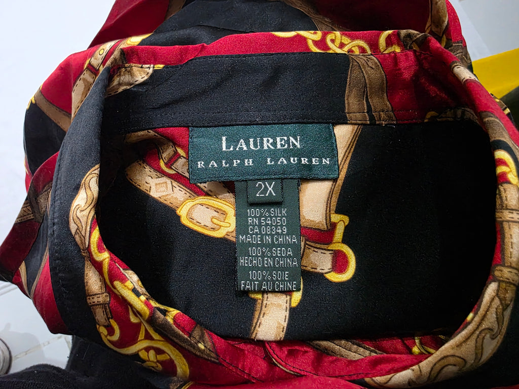 Camisa Ralph Lauren De Seda Talla 2x Rojo/negro De Mujer