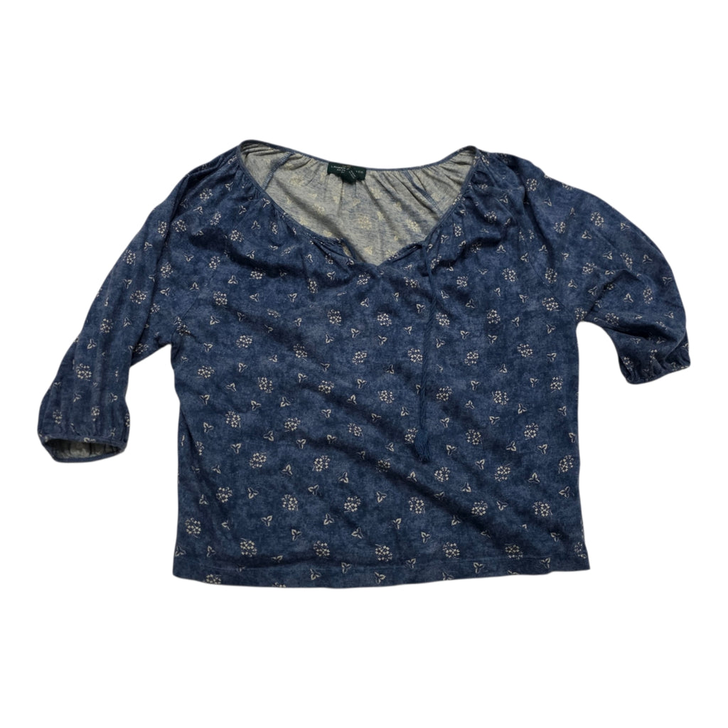 Blusa Ralph Lauren Mujer Chica Petite Manga 3/4 Azul Acero