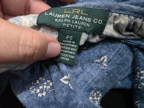Blusa Ralph Lauren Mujer Chica Petite Manga 3/4 Azul Acero
