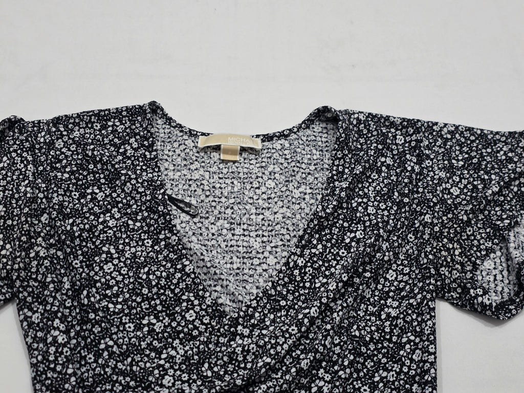 Blusa Michael Kors Gris Floreada Talla Petite Manga Amplia