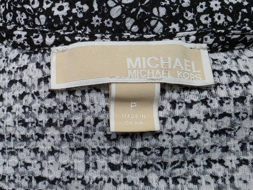 Blusa Michael Kors Gris Floreada Talla Petite Manga Amplia