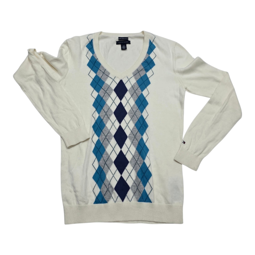 Sueter Tommy Hilfiger Beige Con Rombos Talla Chica De Mujer