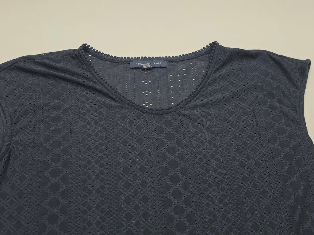 Blusa De Encaje Tommy Hilfiger Azul Marino Talla Chica