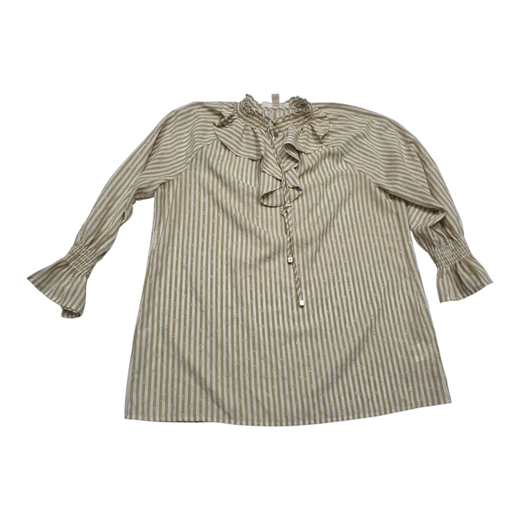 Blusa Michael Kors Con Olan Color Cafe Rayada Mediana
