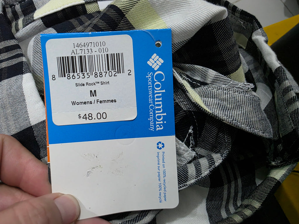 Camisa Columbia Gris Con Amarillo Mediana De Mujer