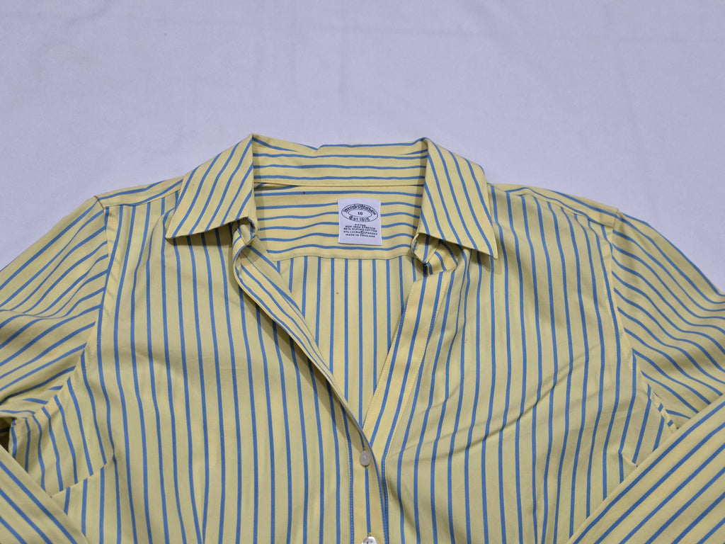 Camisa Brooks Brothers De Mujer Talla 10 Amarillo/azul