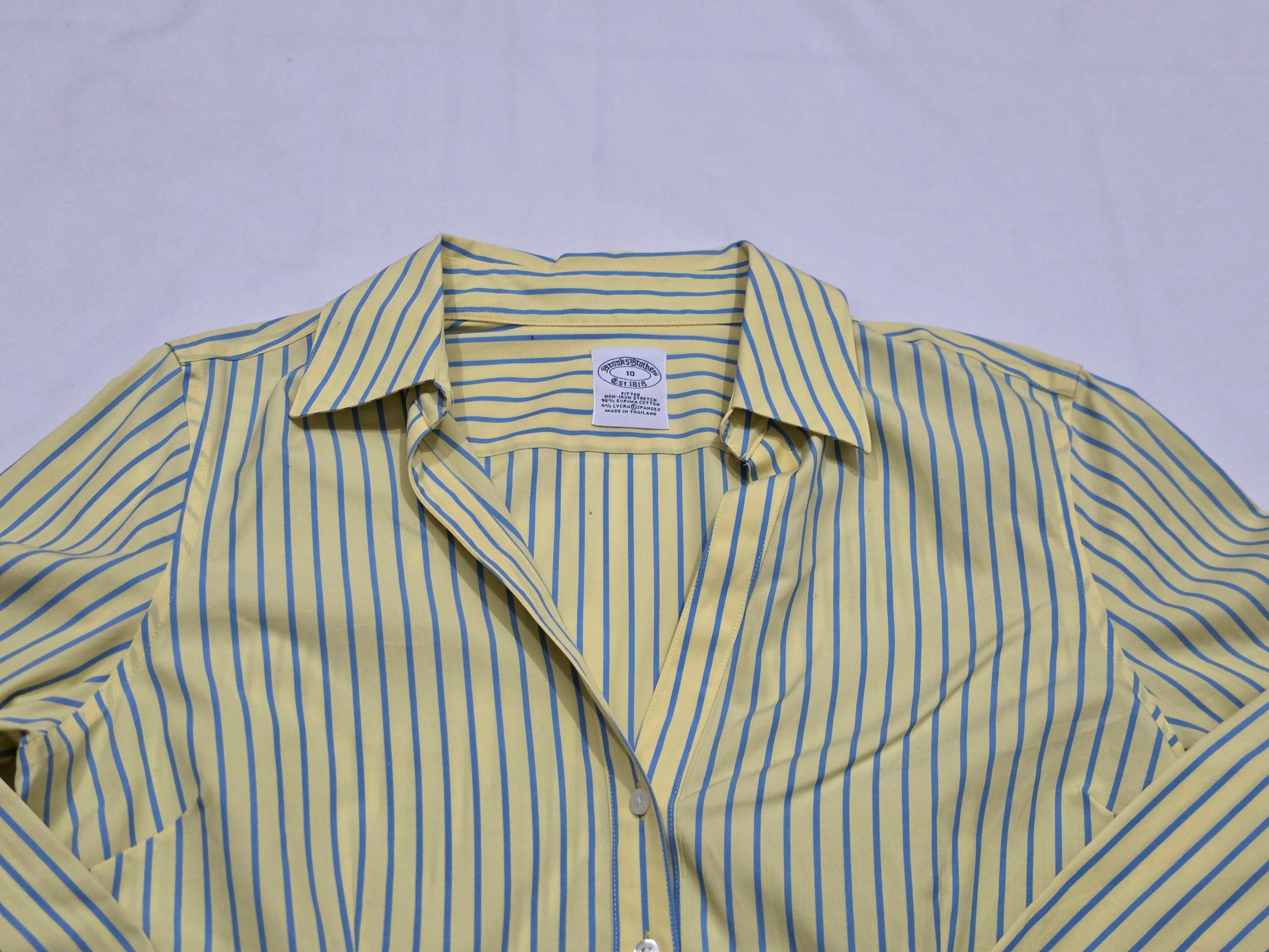 Camisa Brooks Brothers De Mujer Talla 10 Amarillo/azul