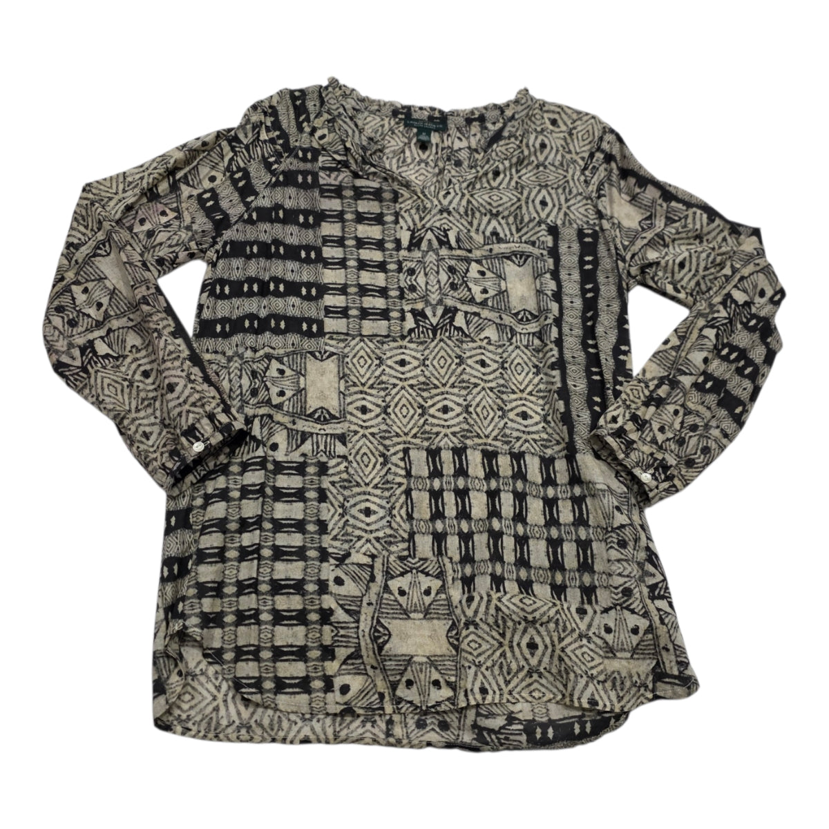 Blusa Ligera Ralph Lauren Mujer Mediana Cafe Con Figuras