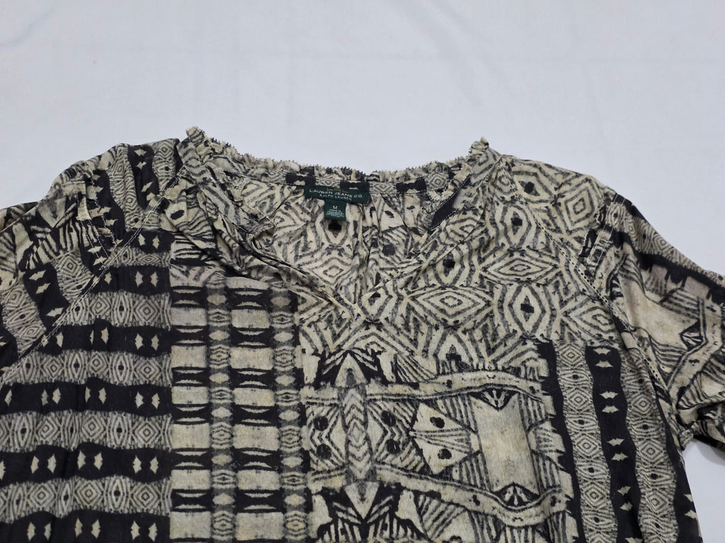 Blusa Ligera Ralph Lauren Mujer Mediana Cafe Con Figuras