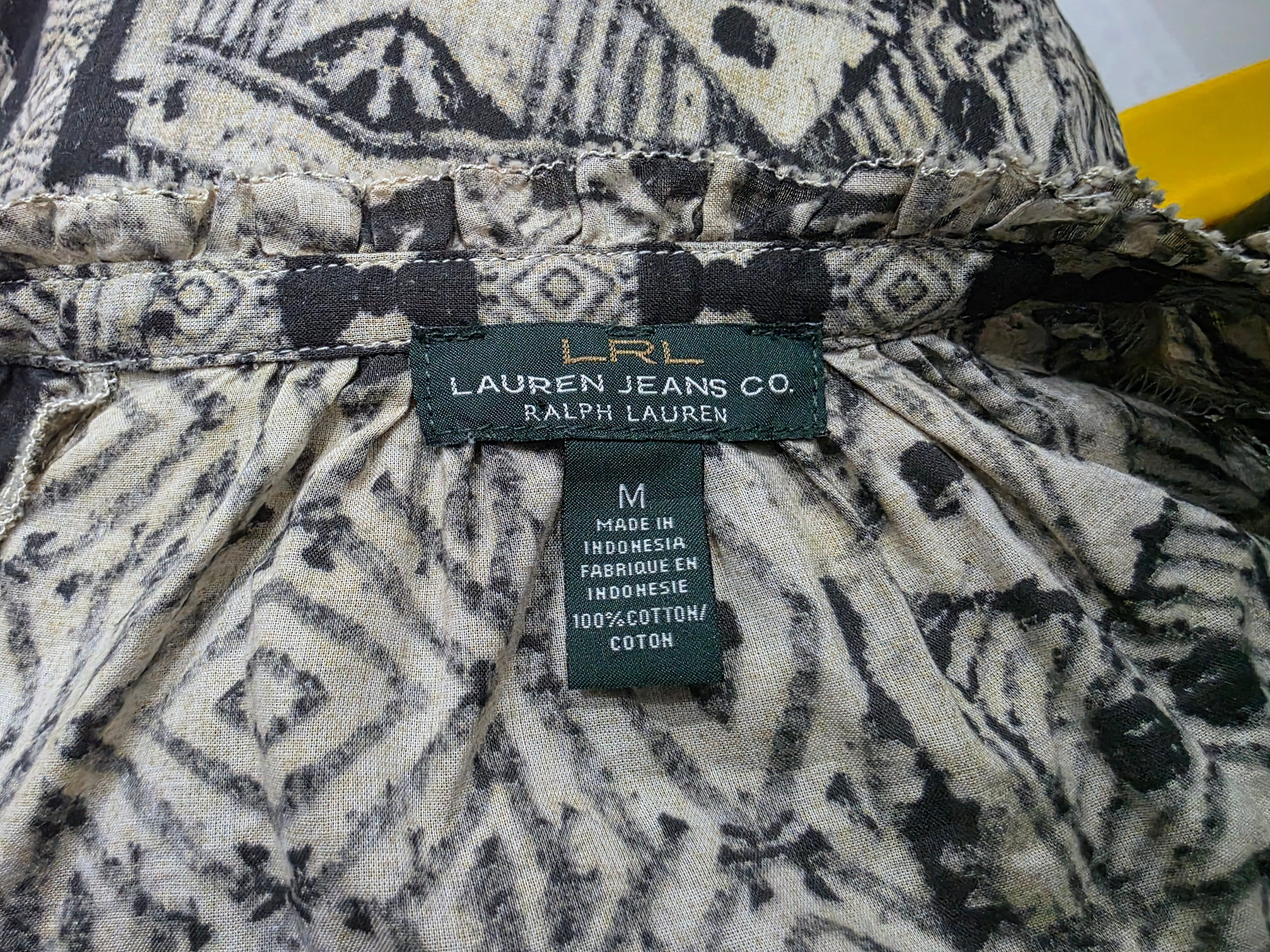 Blusa Ligera Ralph Lauren Mujer Mediana Cafe Con Figuras