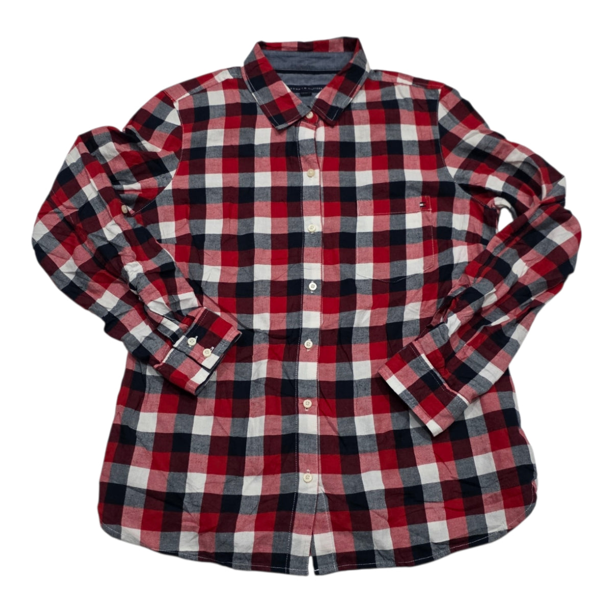 Camisa Tommy Hilfiger De Mujer Mediana Roja A Cuadros