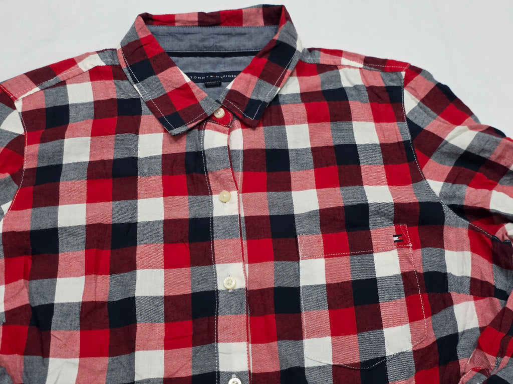 Camisa Tommy Hilfiger De Mujer Mediana Roja A Cuadros