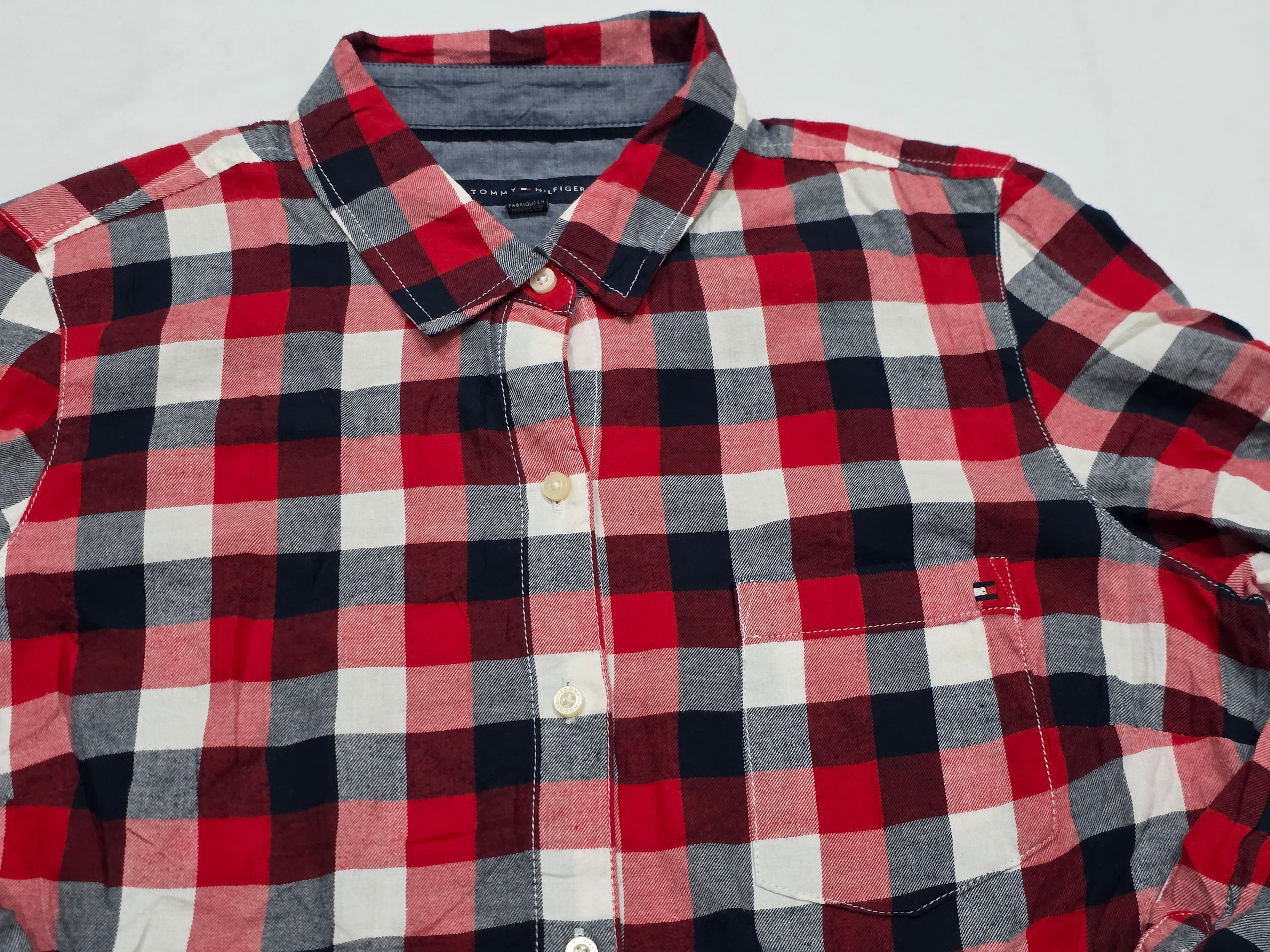 Camisa Tommy Hilfiger De Mujer Mediana Roja A Cuadros