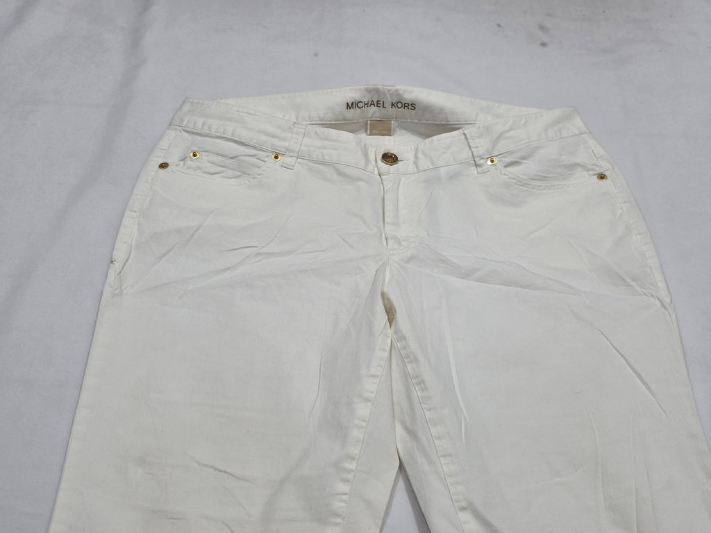 Pantalon Acampanado Michael Kors Mujer Talla 10 Color Blanco