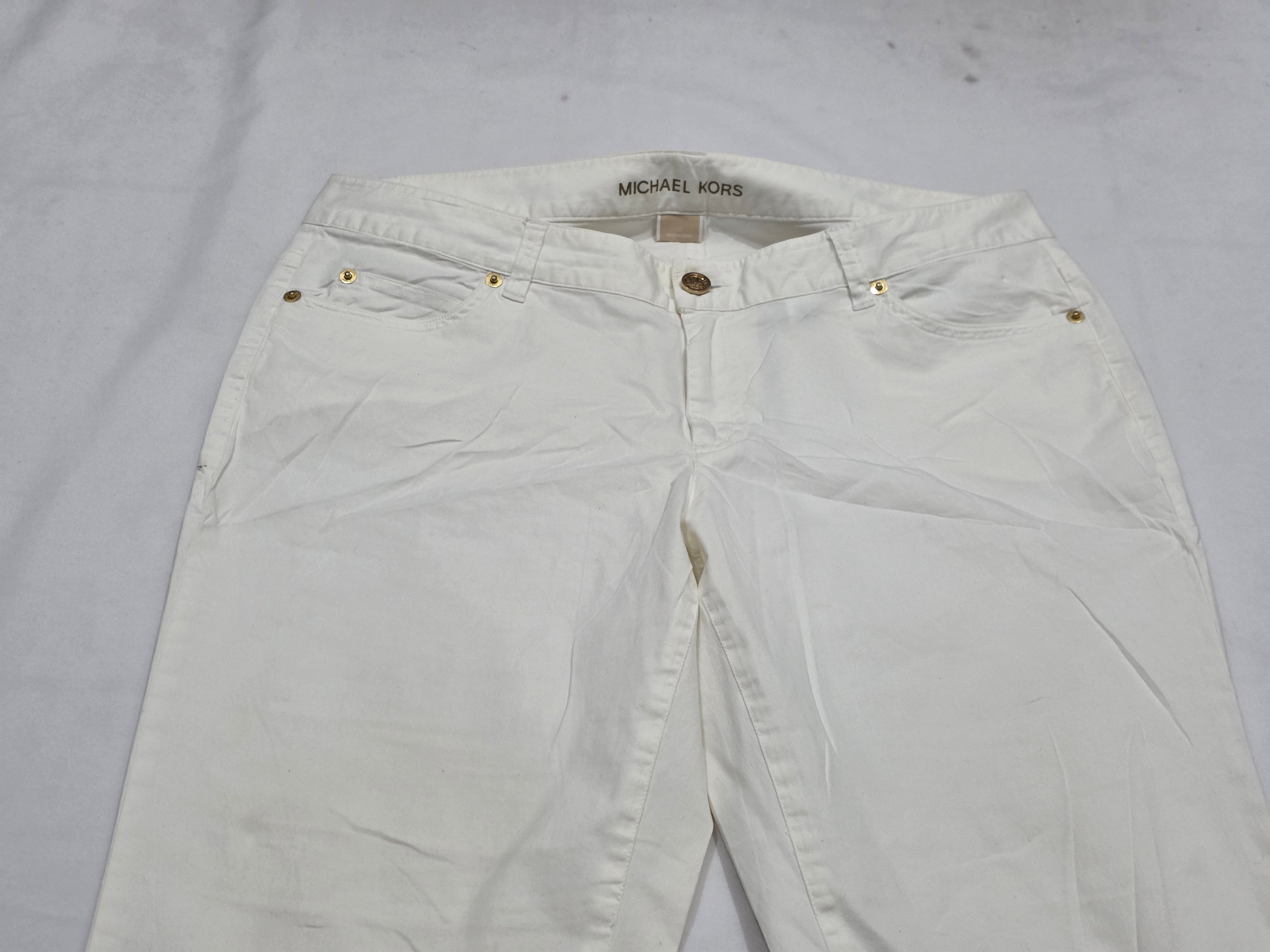 Pantalon Acampanado Michael Kors Mujer Talla 10 Color Blanco