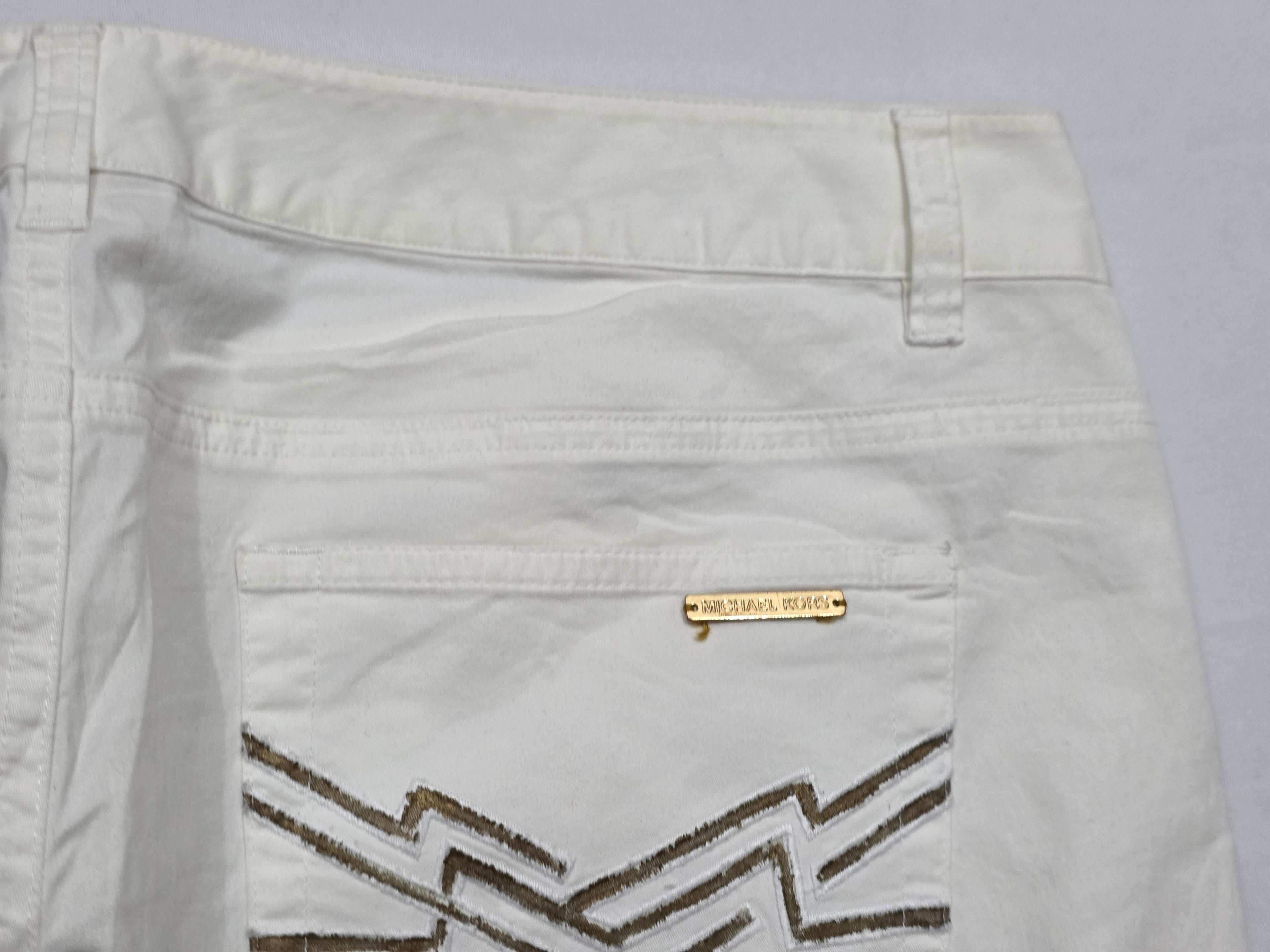 Pantalon Acampanado Michael Kors Mujer Talla 10 Color Blanco