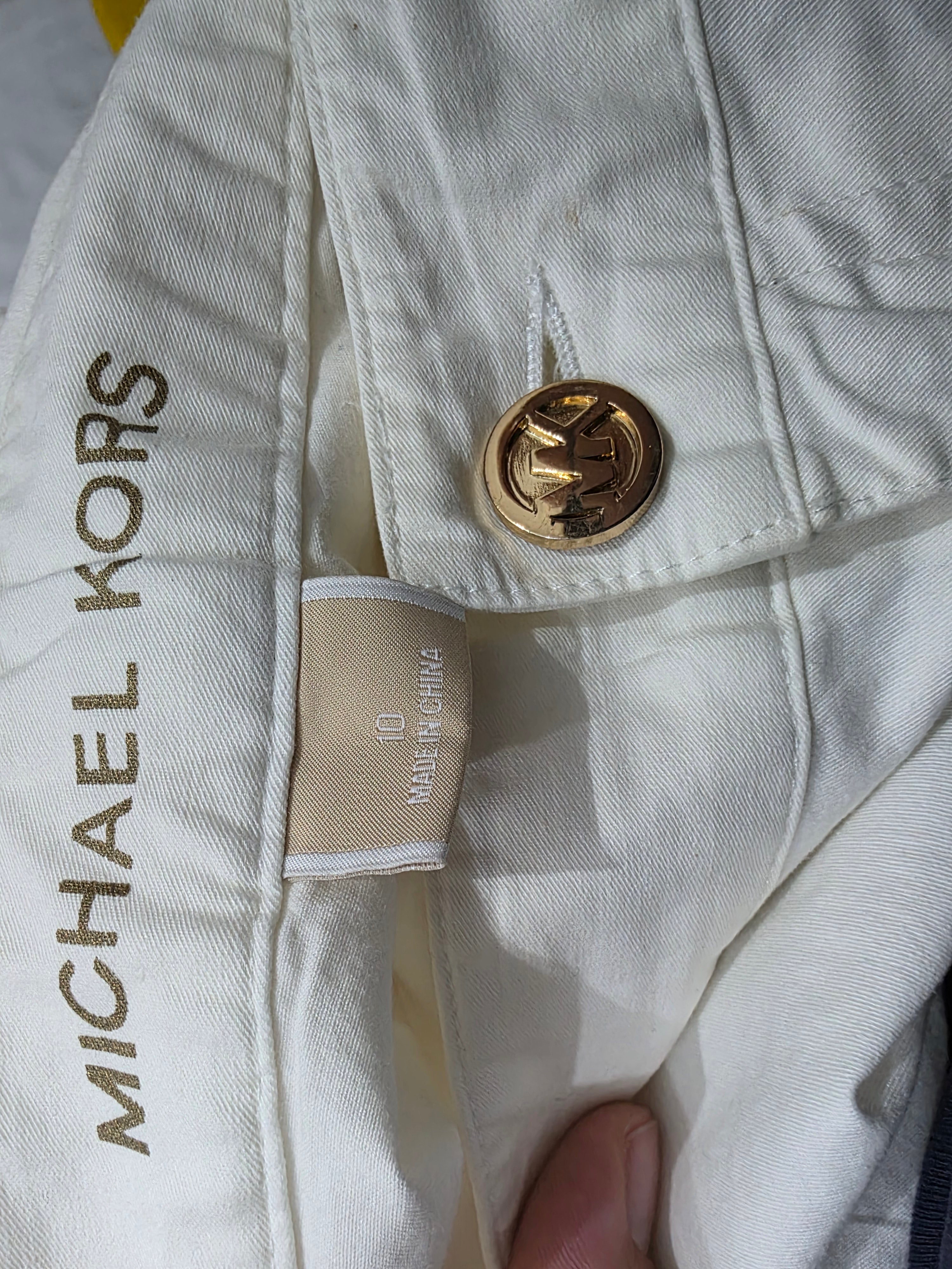 Pantalon Acampanado Michael Kors Mujer Talla 10 Color Blanco