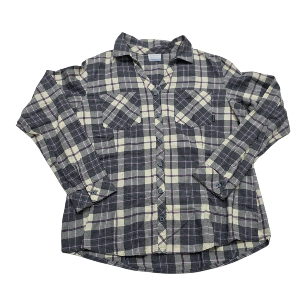 Camisa Columbia Grande De Mujer Gris Con Crema Talla Grande