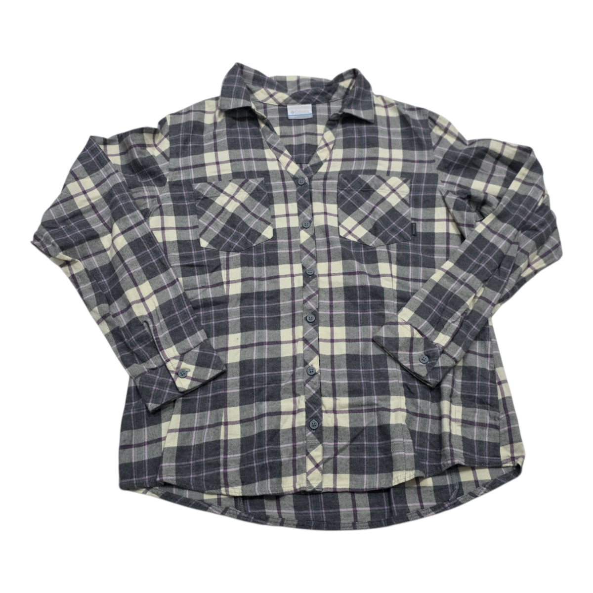 Camisa Columbia Grande De Mujer Gris Con Crema Talla Grande
