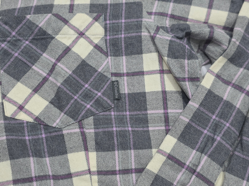 Camisa Columbia Grande De Mujer Gris Con Crema Talla Grande