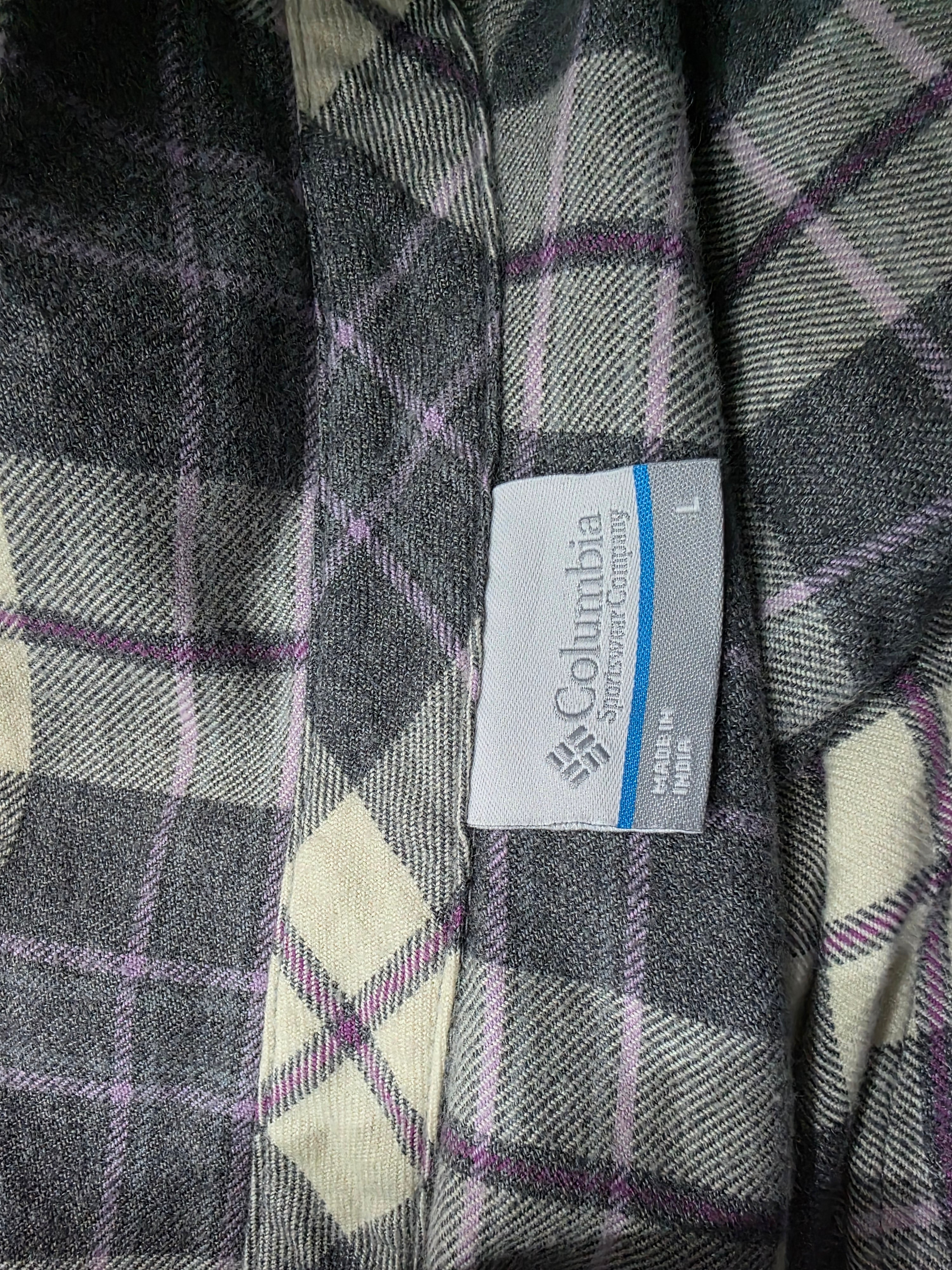 Camisa Columbia Grande De Mujer Gris Con Crema Talla Grande