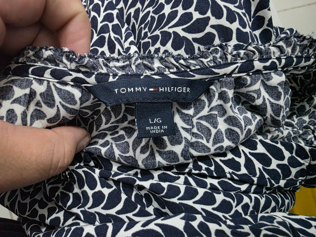 Blusa Tommy Hilfiger Mujer Grande Sin Mangas Azul Figuras